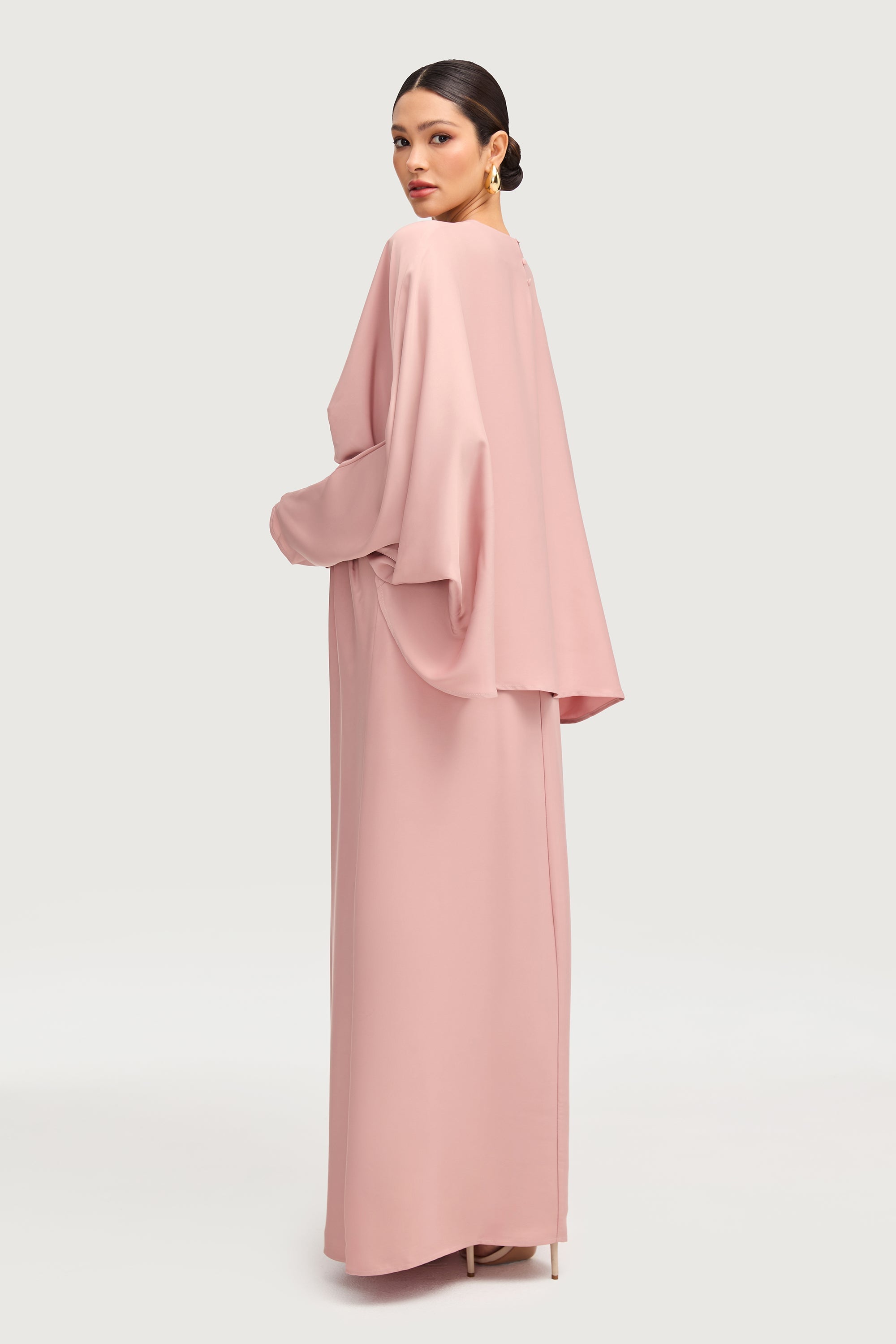 Maleeka Satin Drape Maxi Dress - Dusty Rose Dresses Veiled 