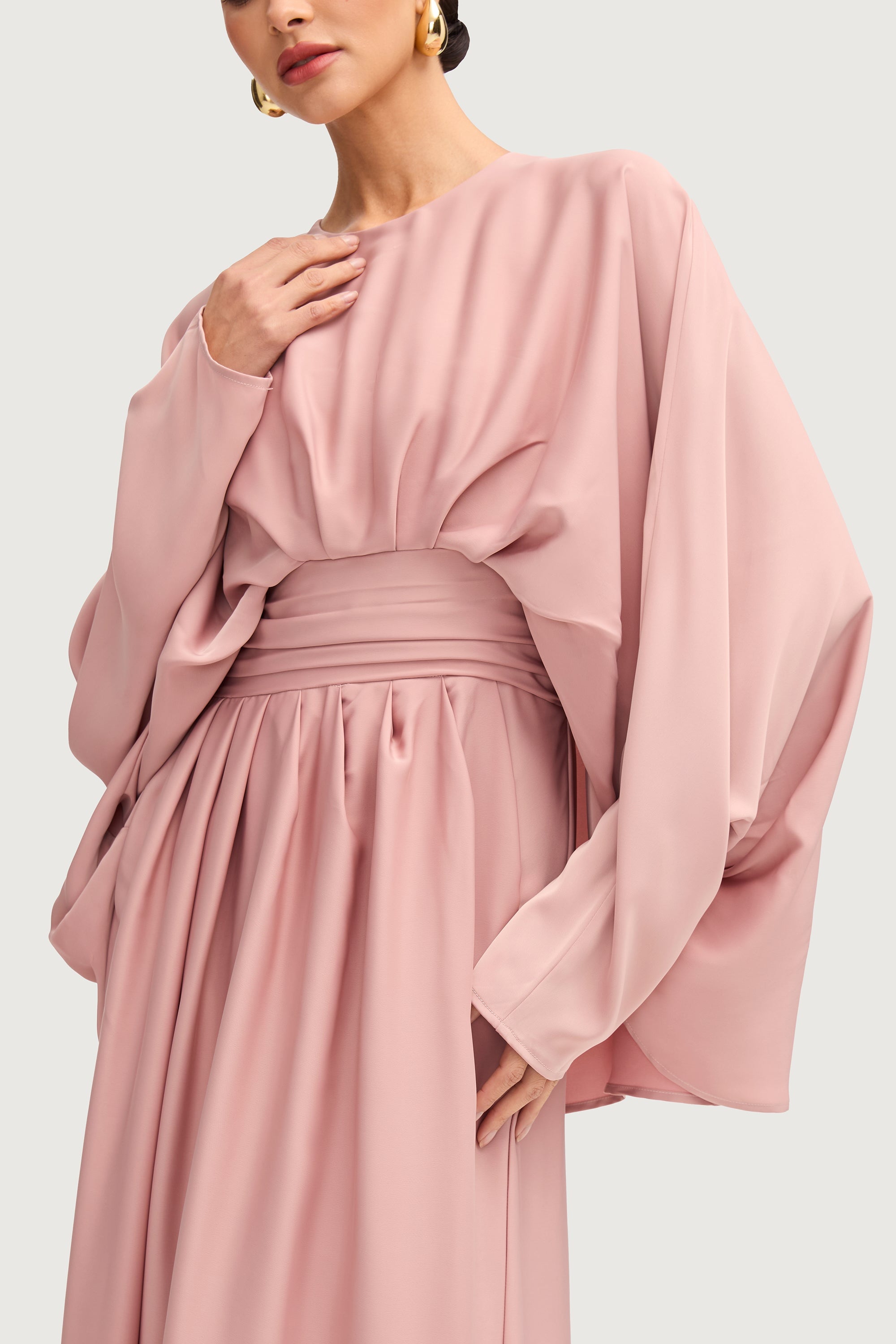 Maleeka Satin Drape Maxi Dress - Dusty Rose Dresses Veiled 