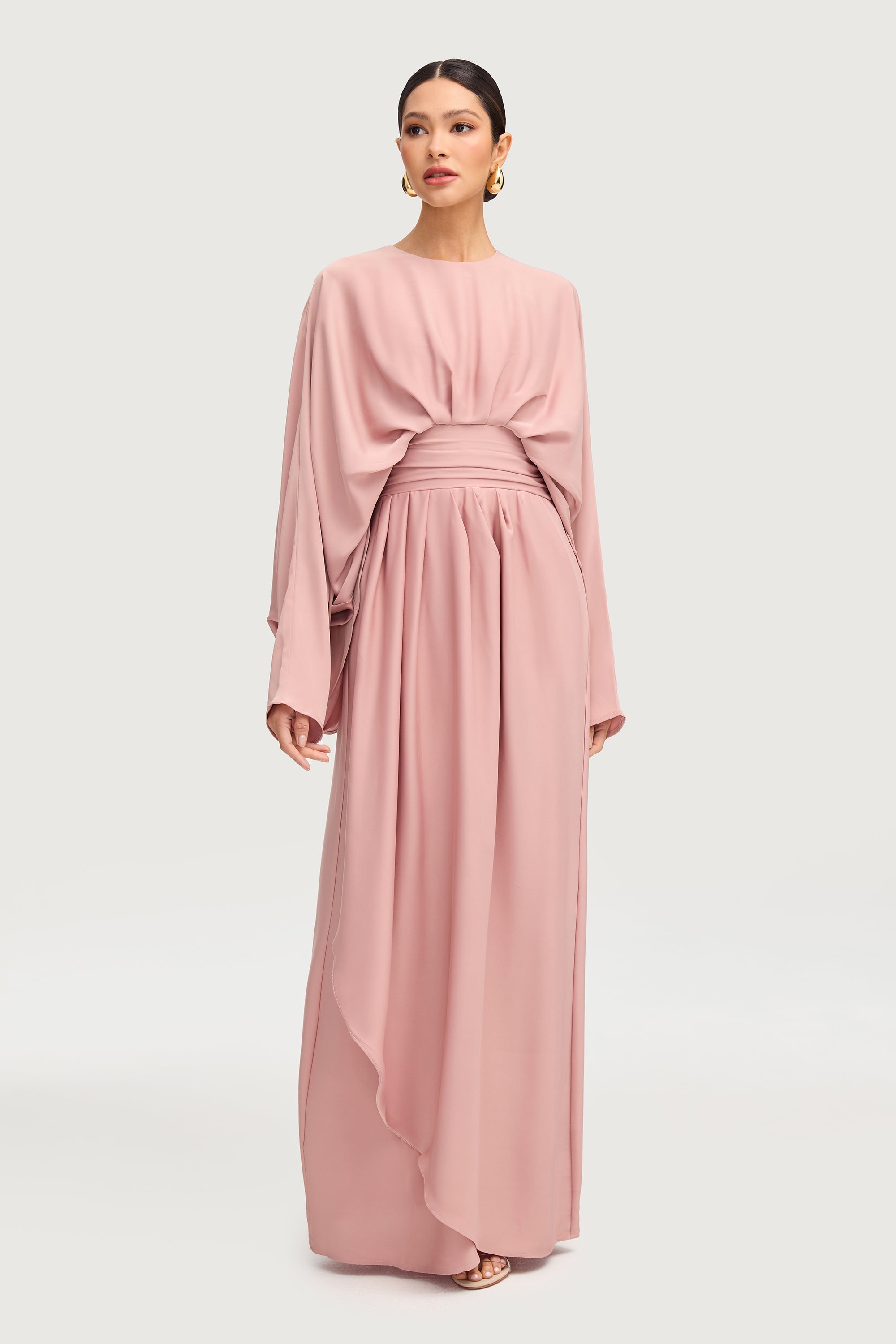 Maleeka Satin Drape Maxi Dress - Dusty Rose Dresses Veiled 