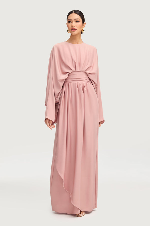 Maleeka Satin Drape Maxi Dress - Dusty Rose Dresses Veiled 