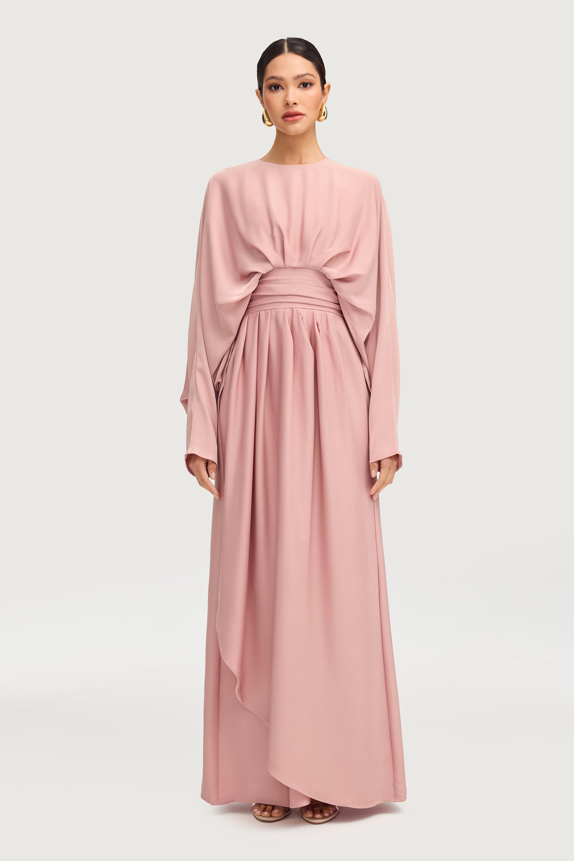 Maleeka Satin Drape Maxi Dress - Dusty Rose Dresses Veiled 