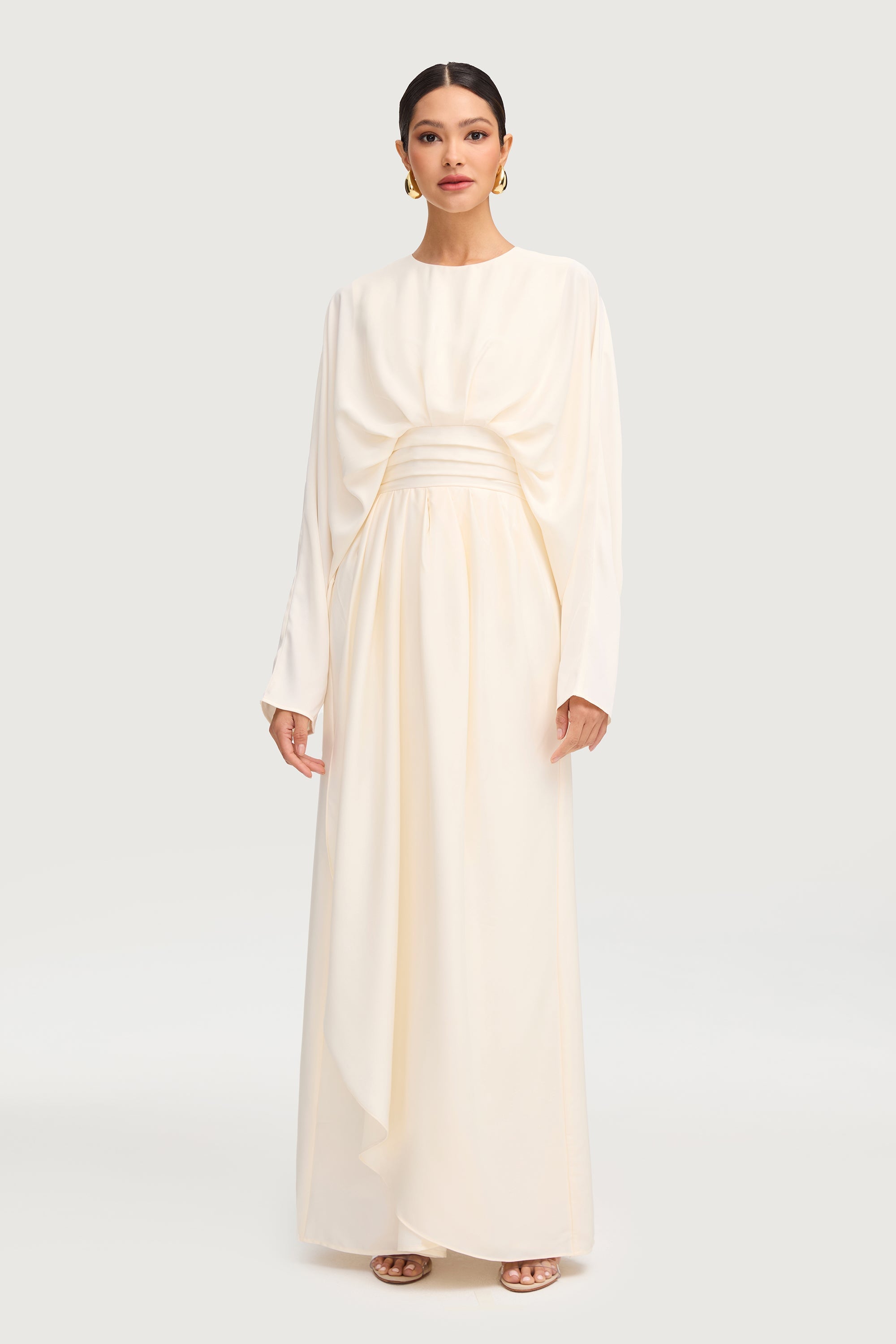 Maleeka Satin Drape Maxi Dress - Moonlight Dresses Veiled 