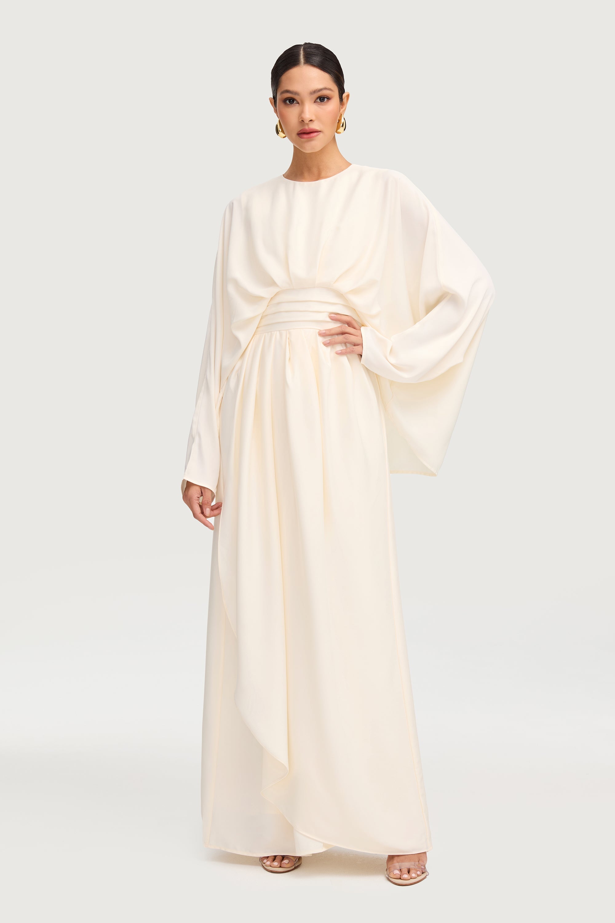 Maleeka Satin Drape Maxi Dress - Moonlight Dresses Veiled 