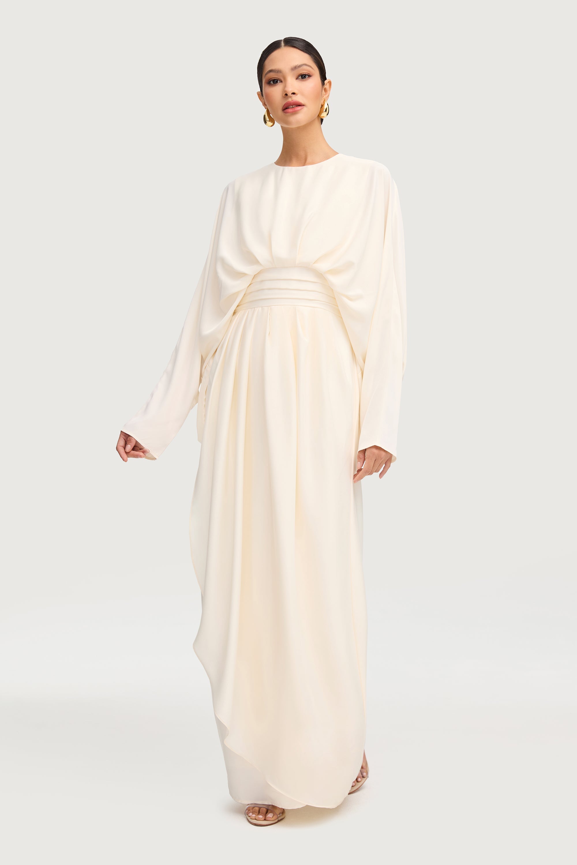 Maleeka Satin Drape Maxi Dress - Moonlight Dresses Veiled 