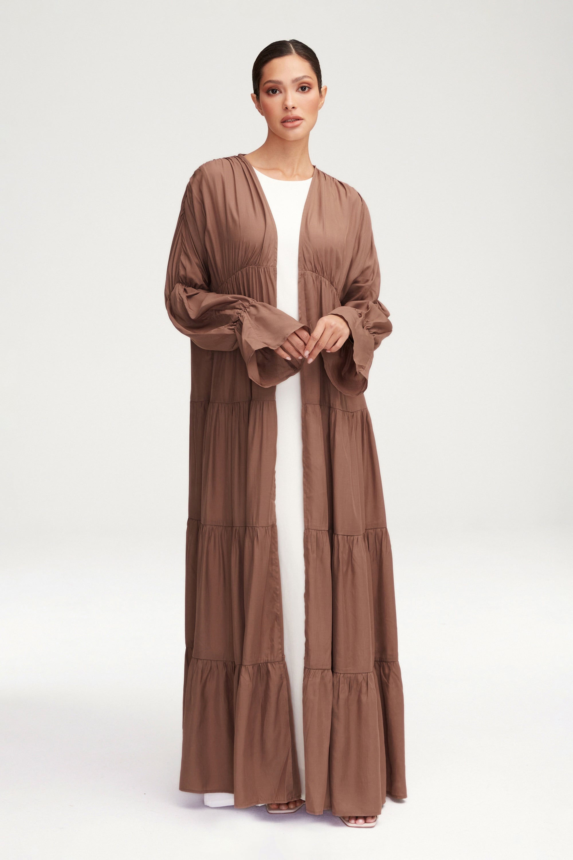Malika Open Abaya - Pecan Clothing Veiled 