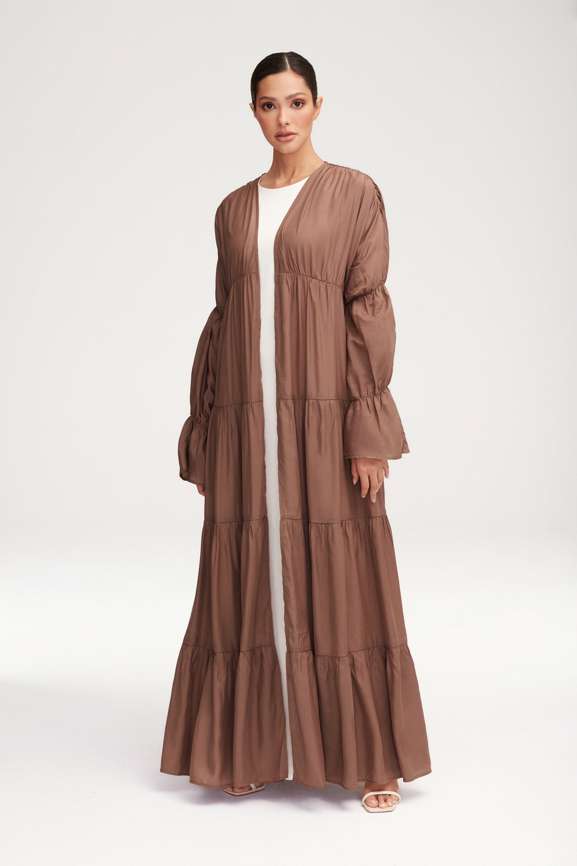 Malika Open Abaya - Pecan Clothing Veiled 