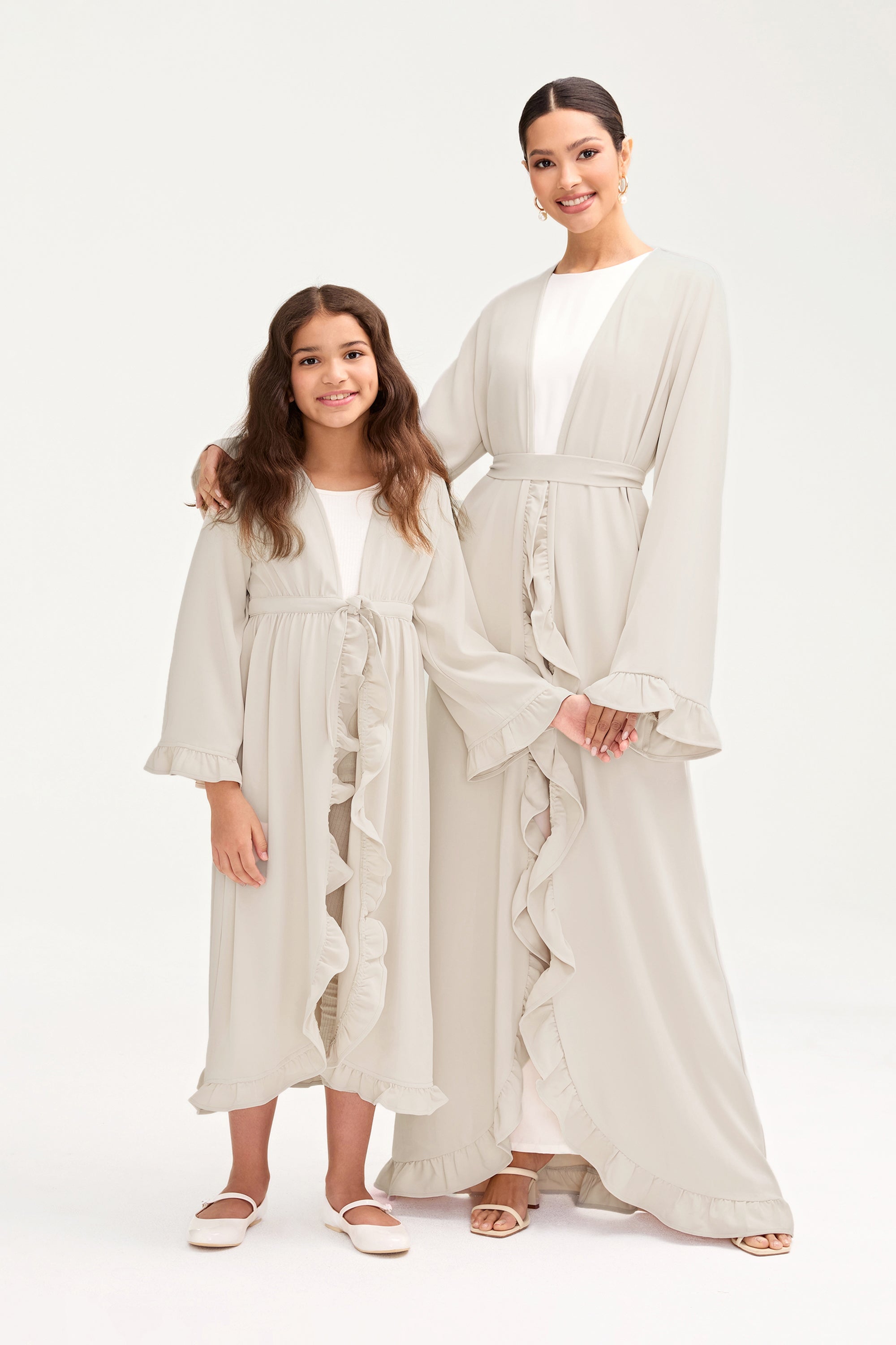 Mariam Ruffle Abaya - Stone (Girls) Clothing Veiled 