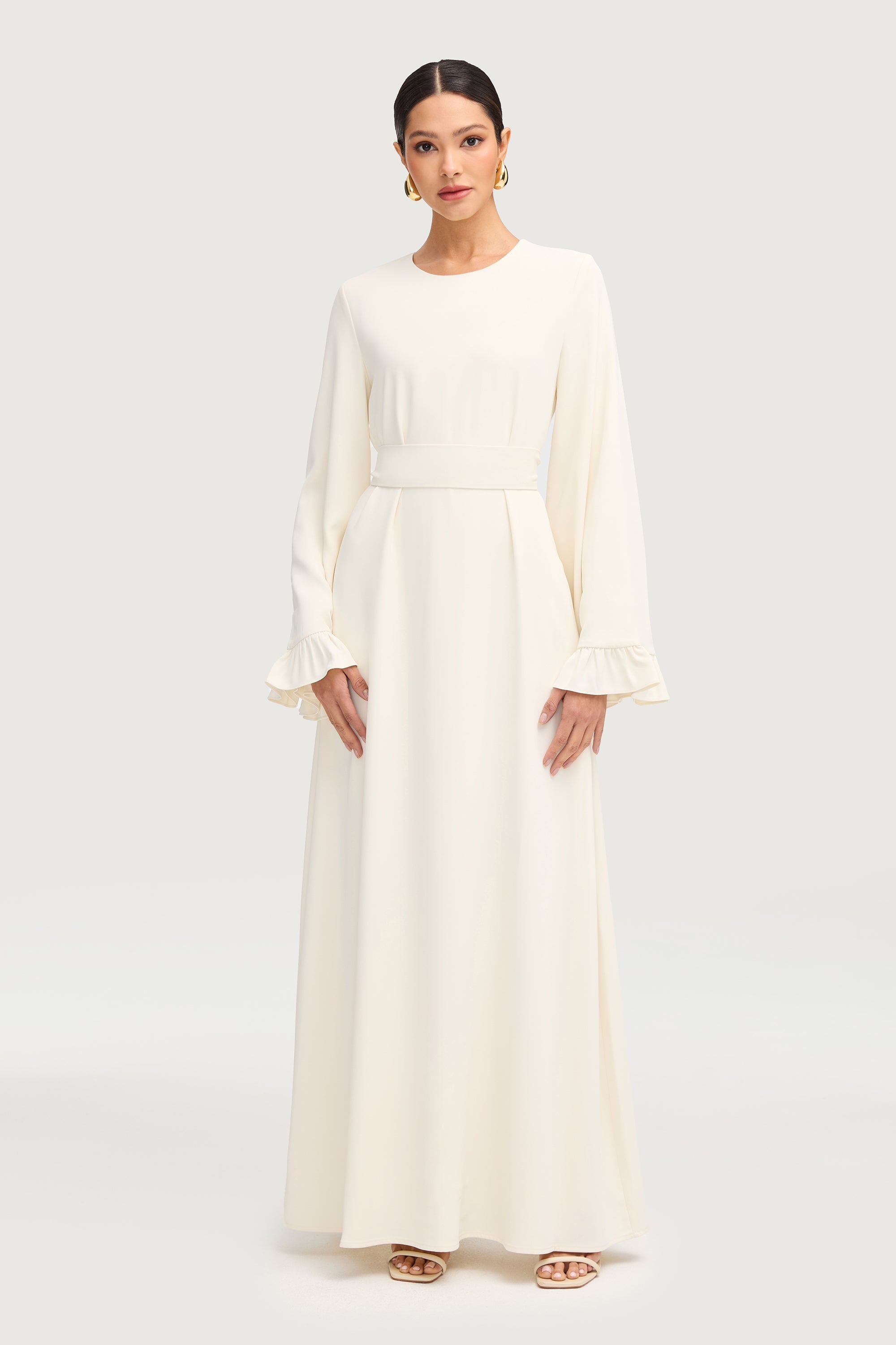 Mariam Ruffle Maxi Dress - Off White Dresses Veiled 