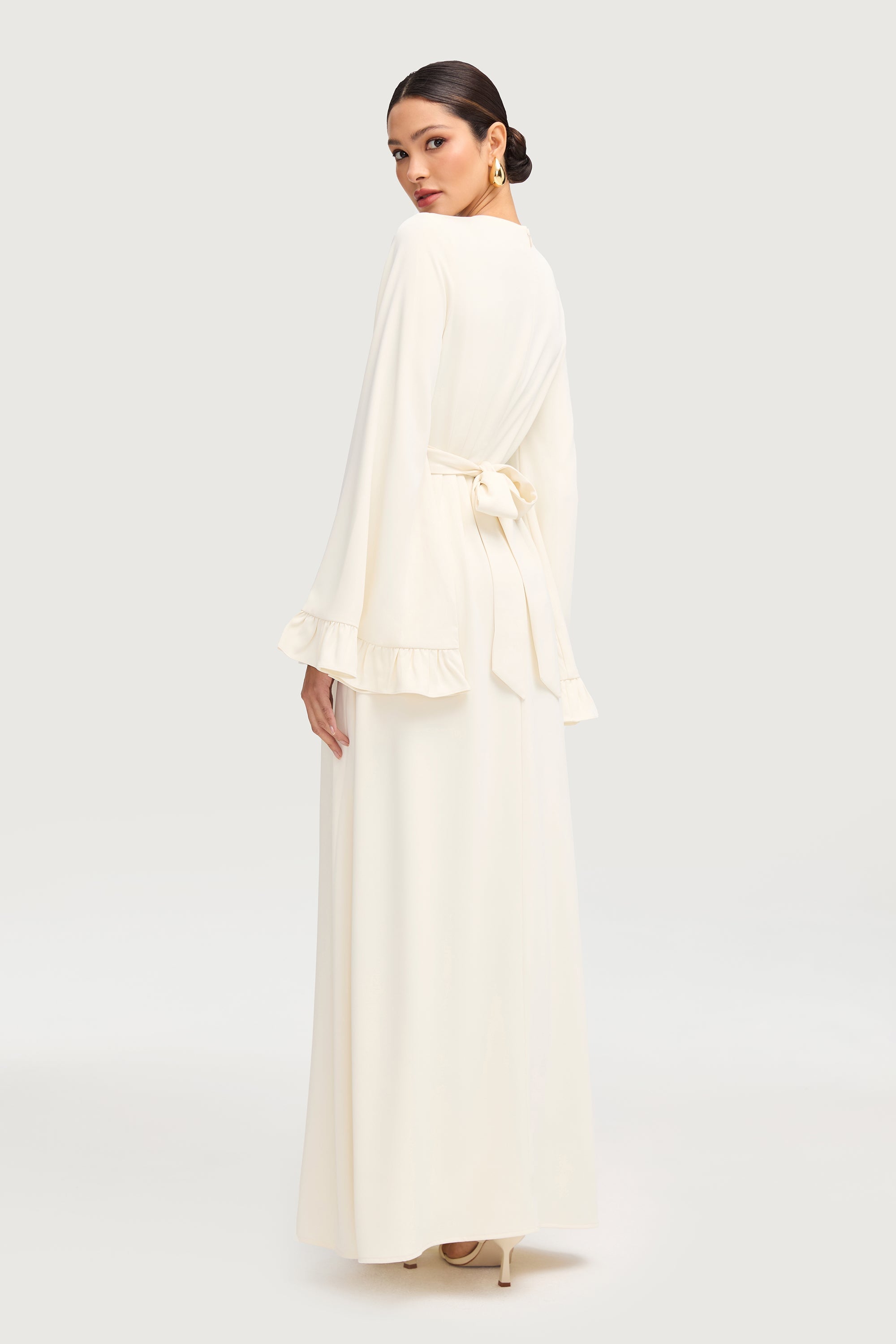 Mariam Ruffle Maxi Dress - Off White Dresses Veiled 