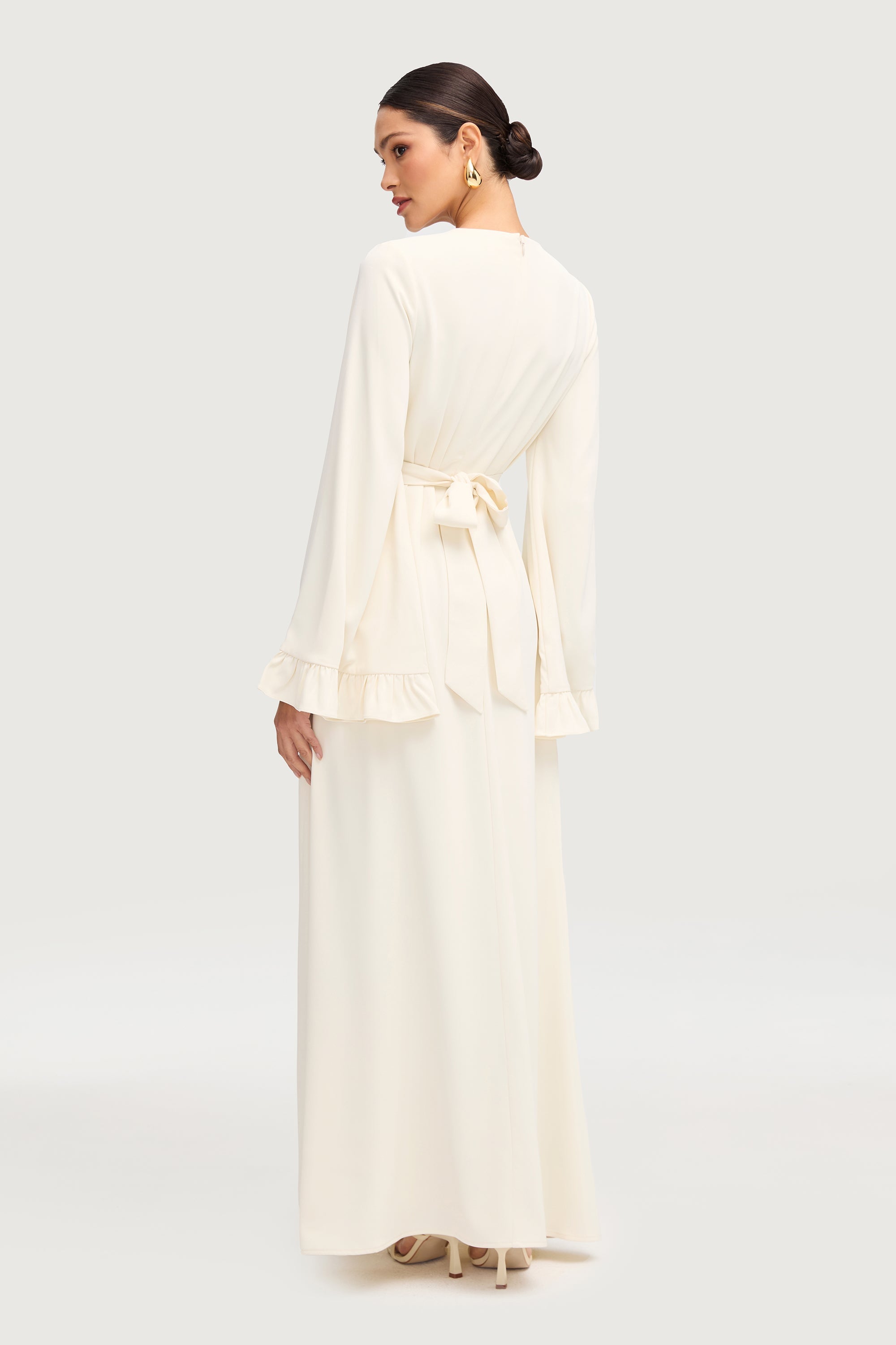 Mariam Ruffle Maxi Dress - Off White Dresses Veiled 