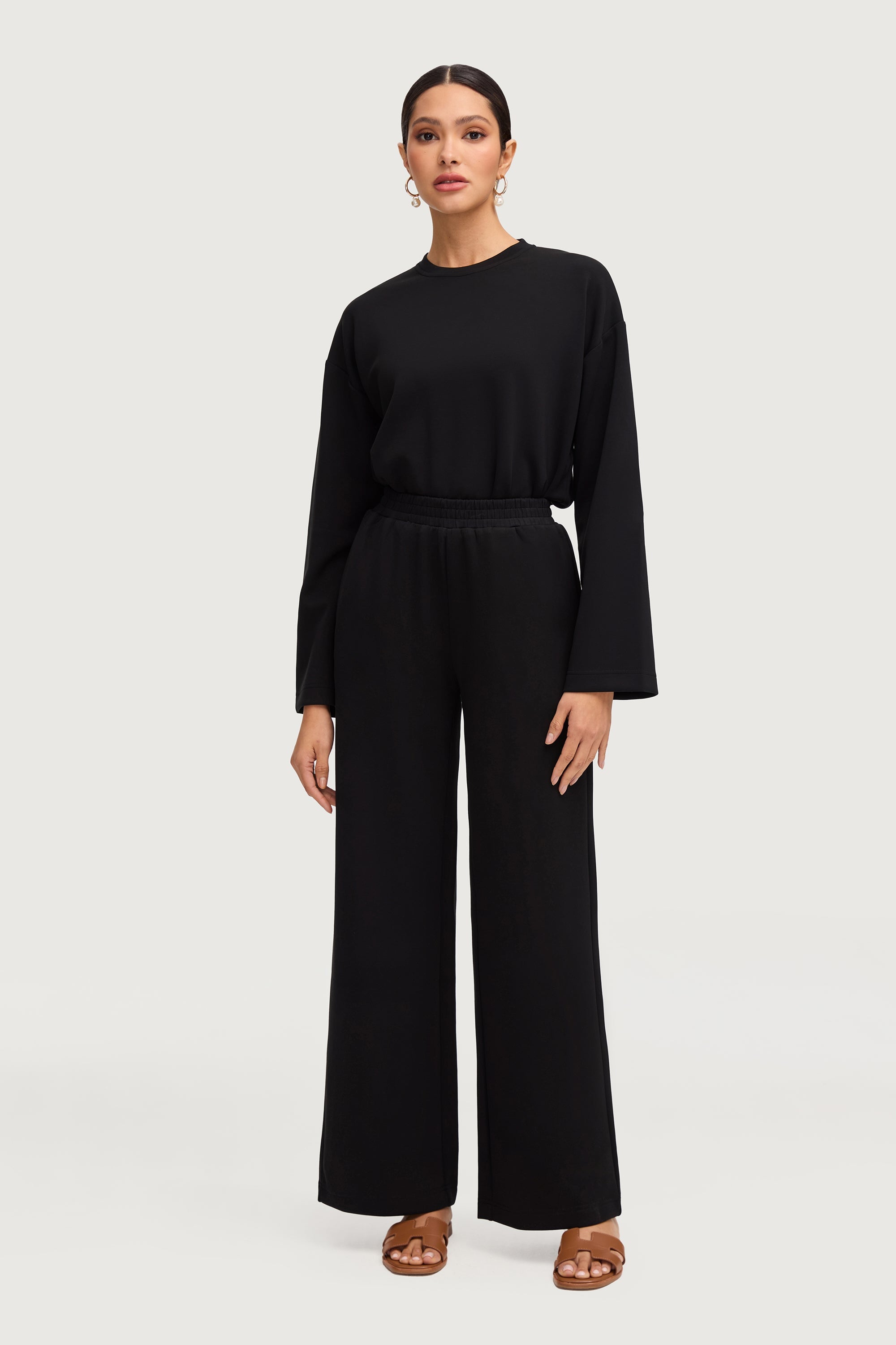 Maya Everyday Wide Leg Pants - Black Bottoms Veiled Collection 