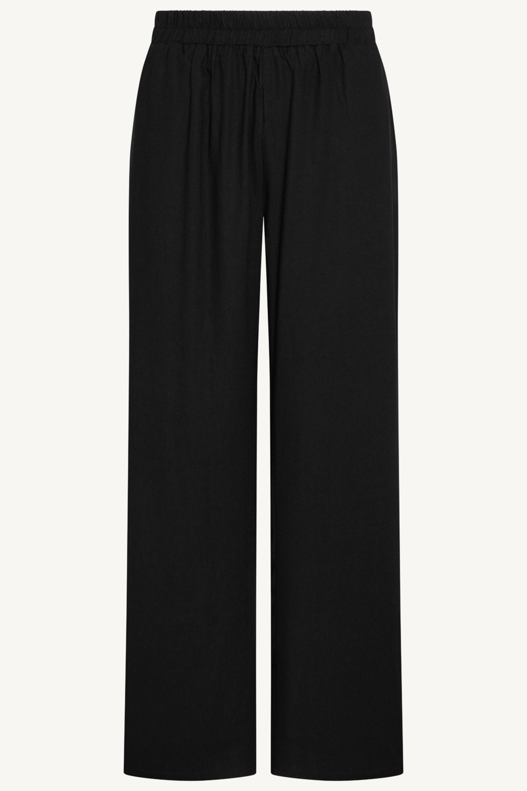 Maya Linen Matching Top & Pants Set - Black Abayas Veiled 