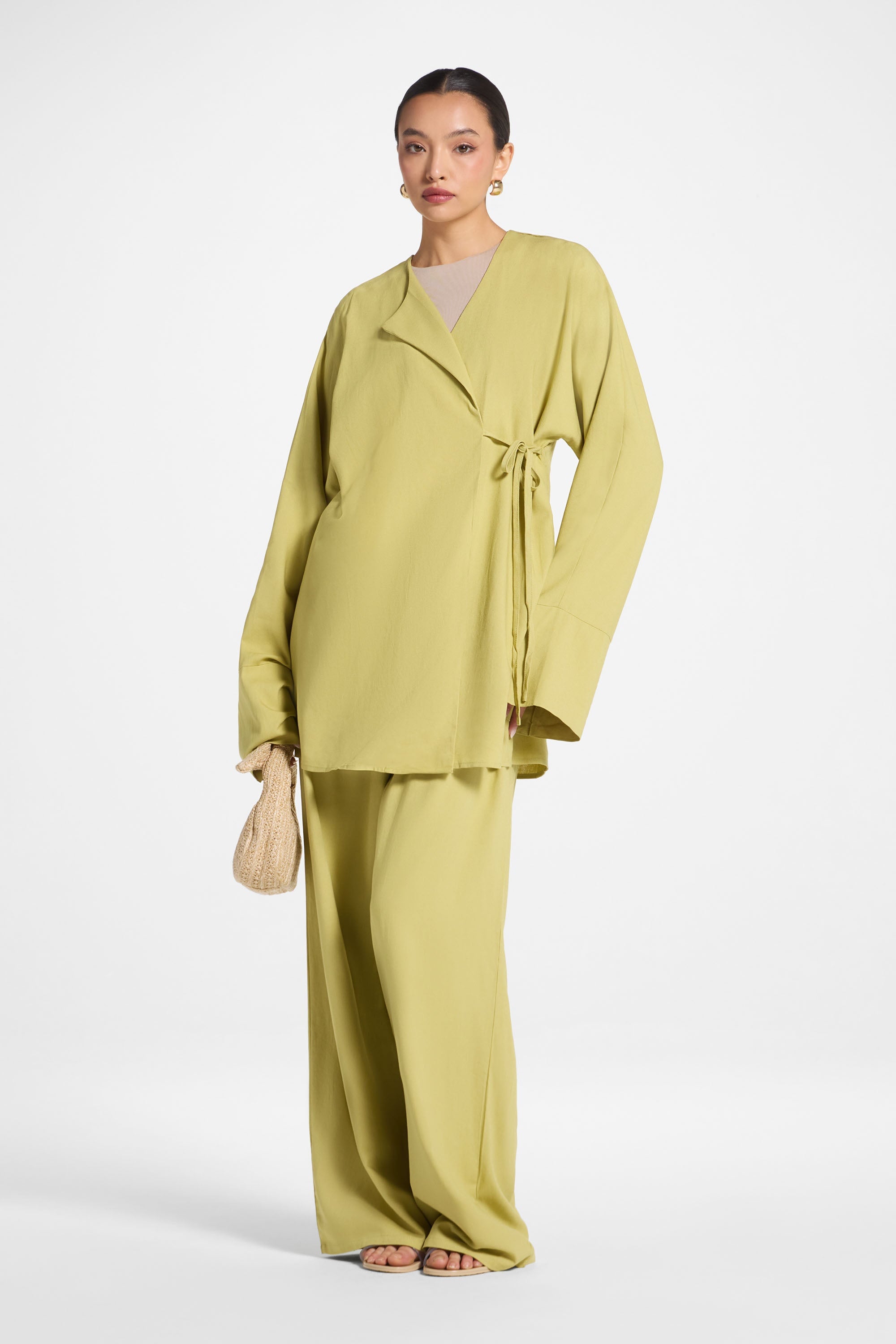 Maya Linen Matching Top & Pants Set - Citron