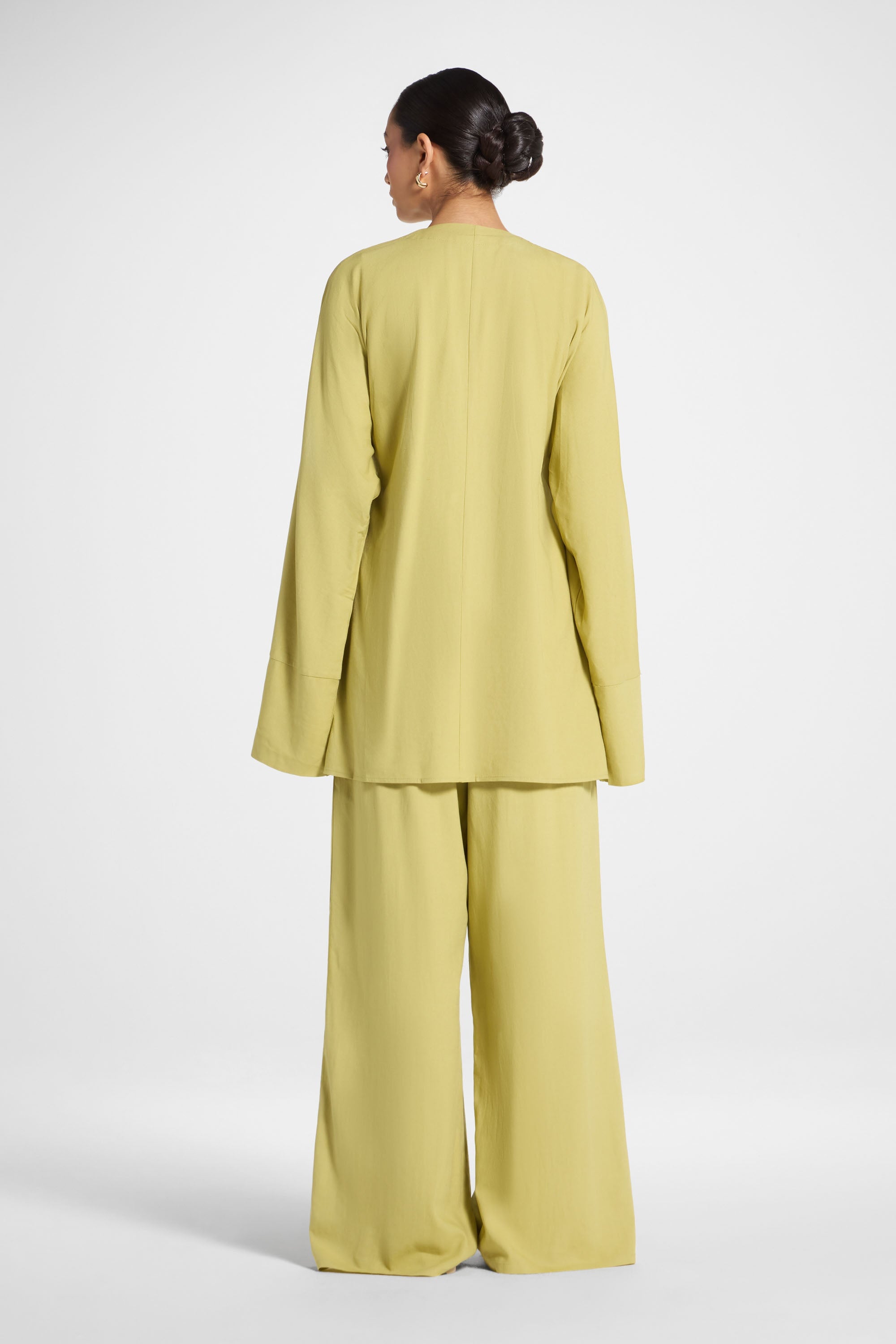 Maya Linen Matching Top & Pants Set - Citron Abayas Veiled 