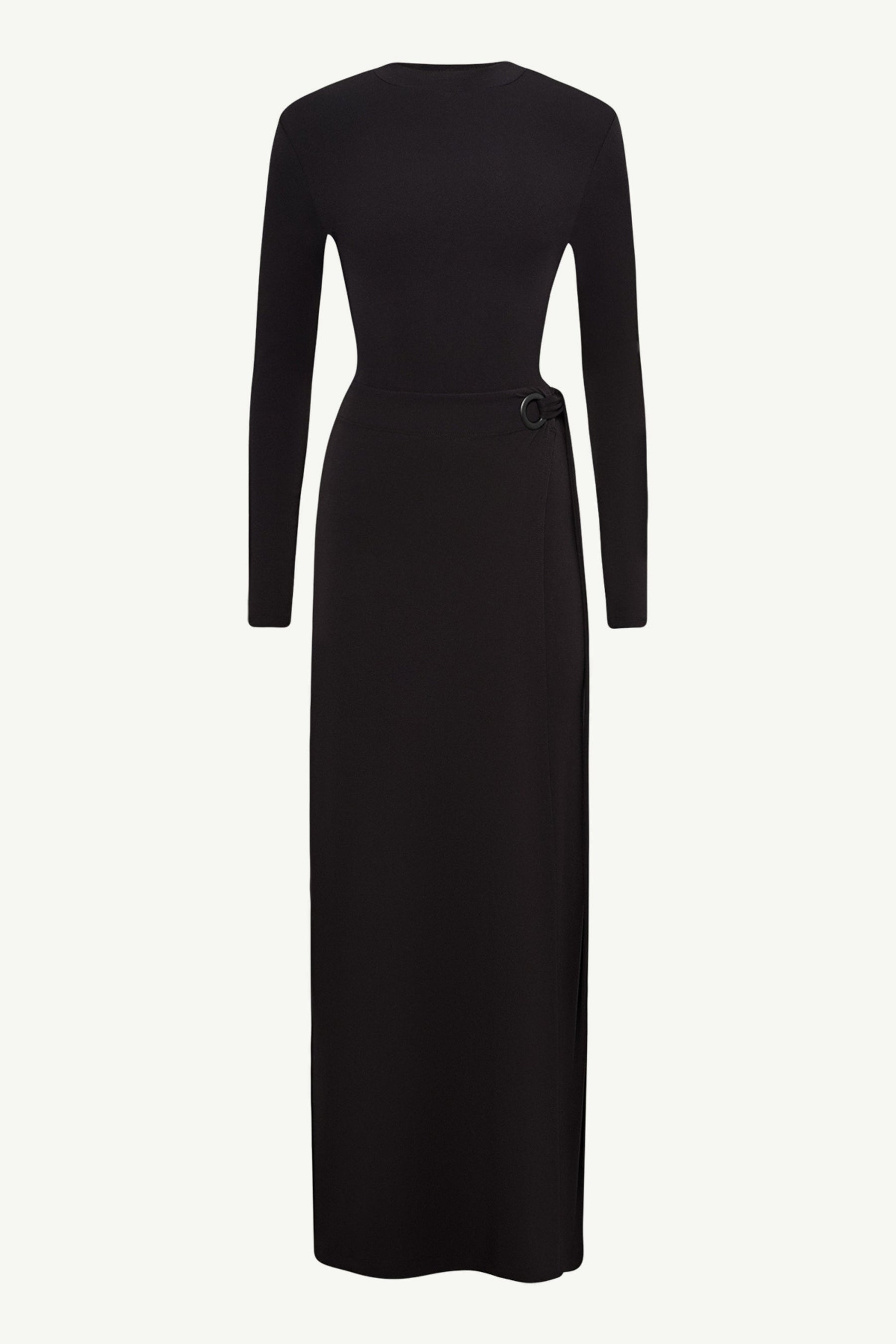 Melissa Jersey Maxi Dress with Wrap Skirt Black