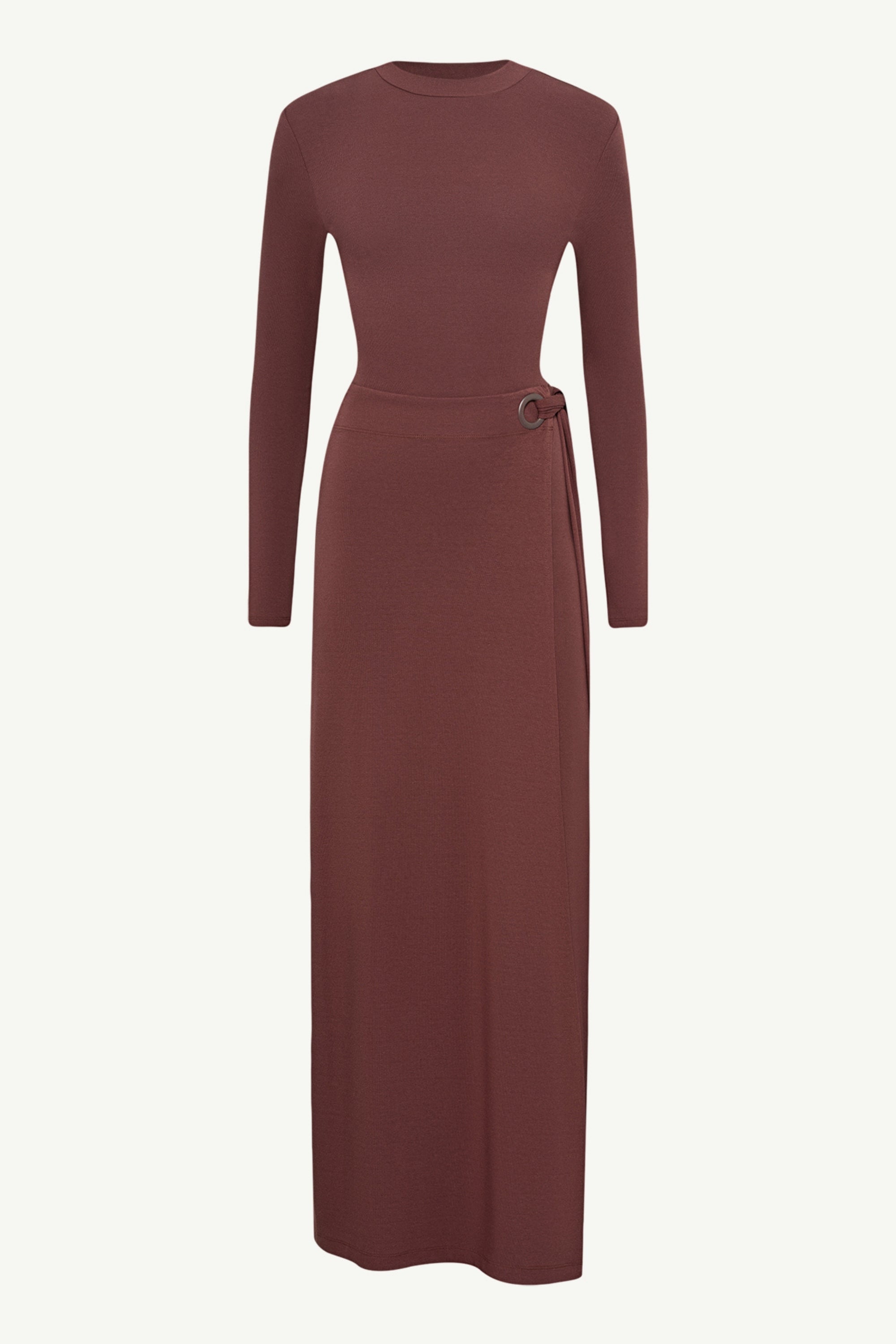 Melissa Jersey Maxi Dress with Wrap Skirt - Brown Clothing Veiled 