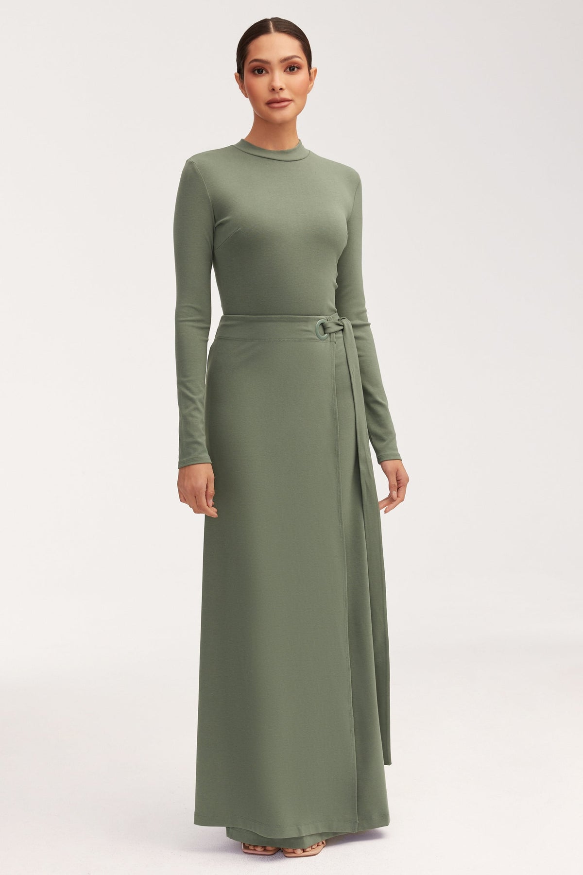 Melissa Jersey Maxi Dress with Wrap Skirt - Dark Forest