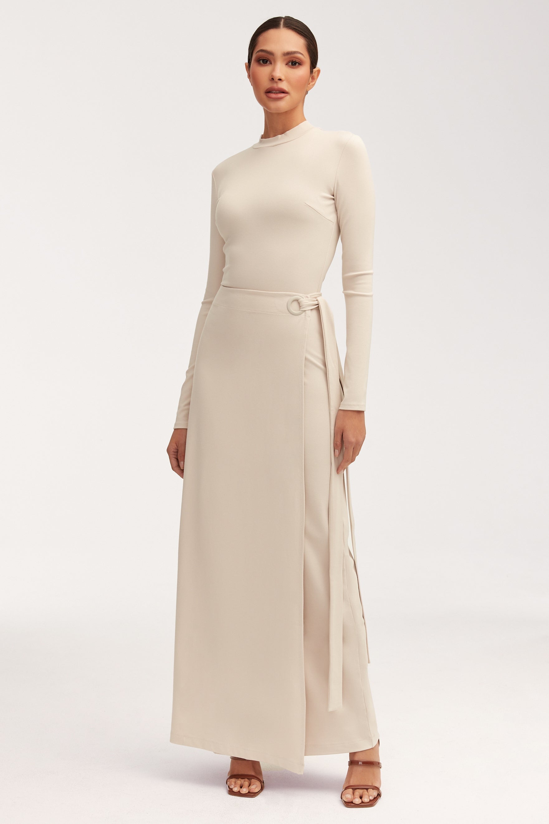 Melissa Jersey Maxi Dress with Wrap Skirt - Stone Sets Veiled 