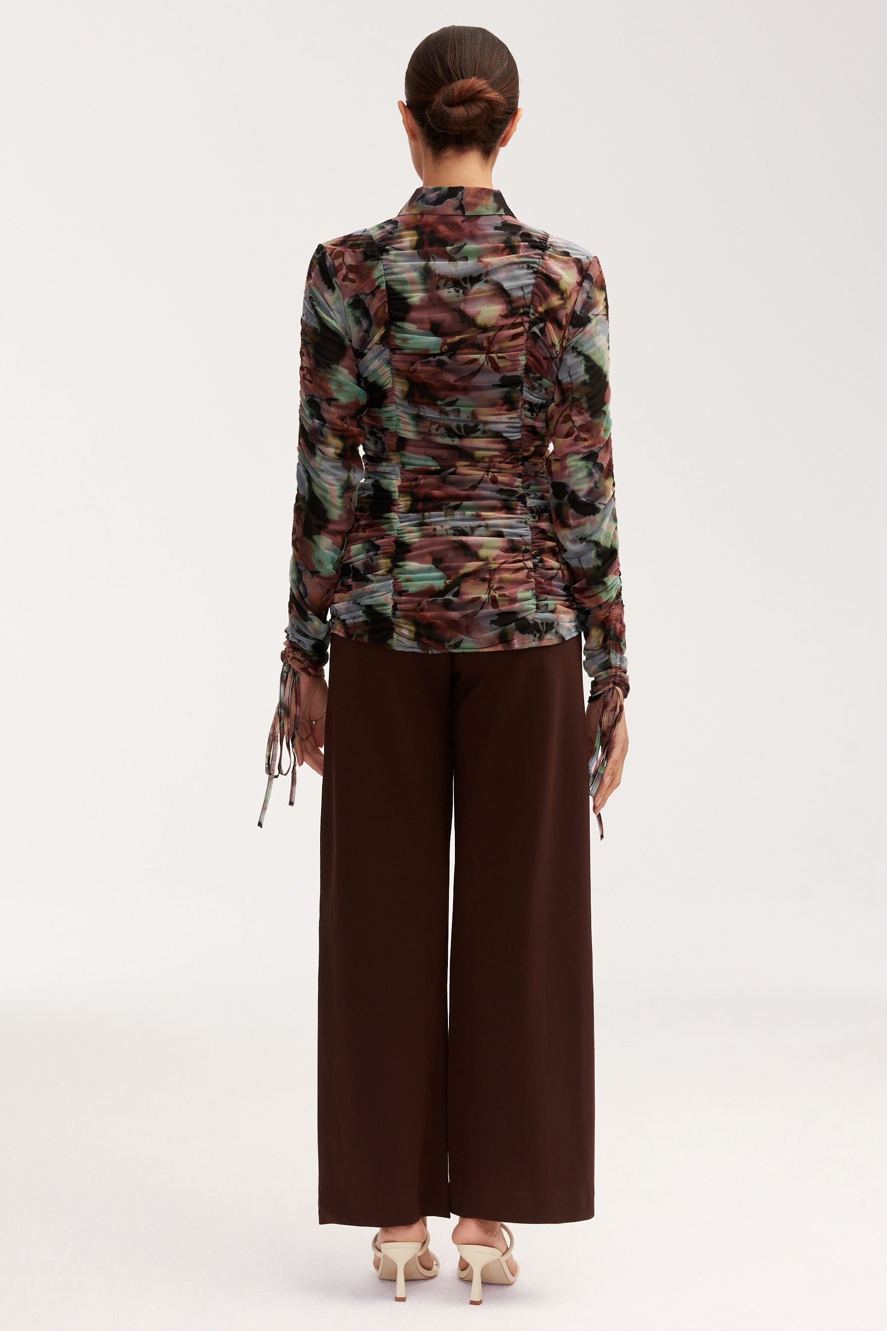 Mesh Button Down Top - Floral Tie Dye Tops Veiled 