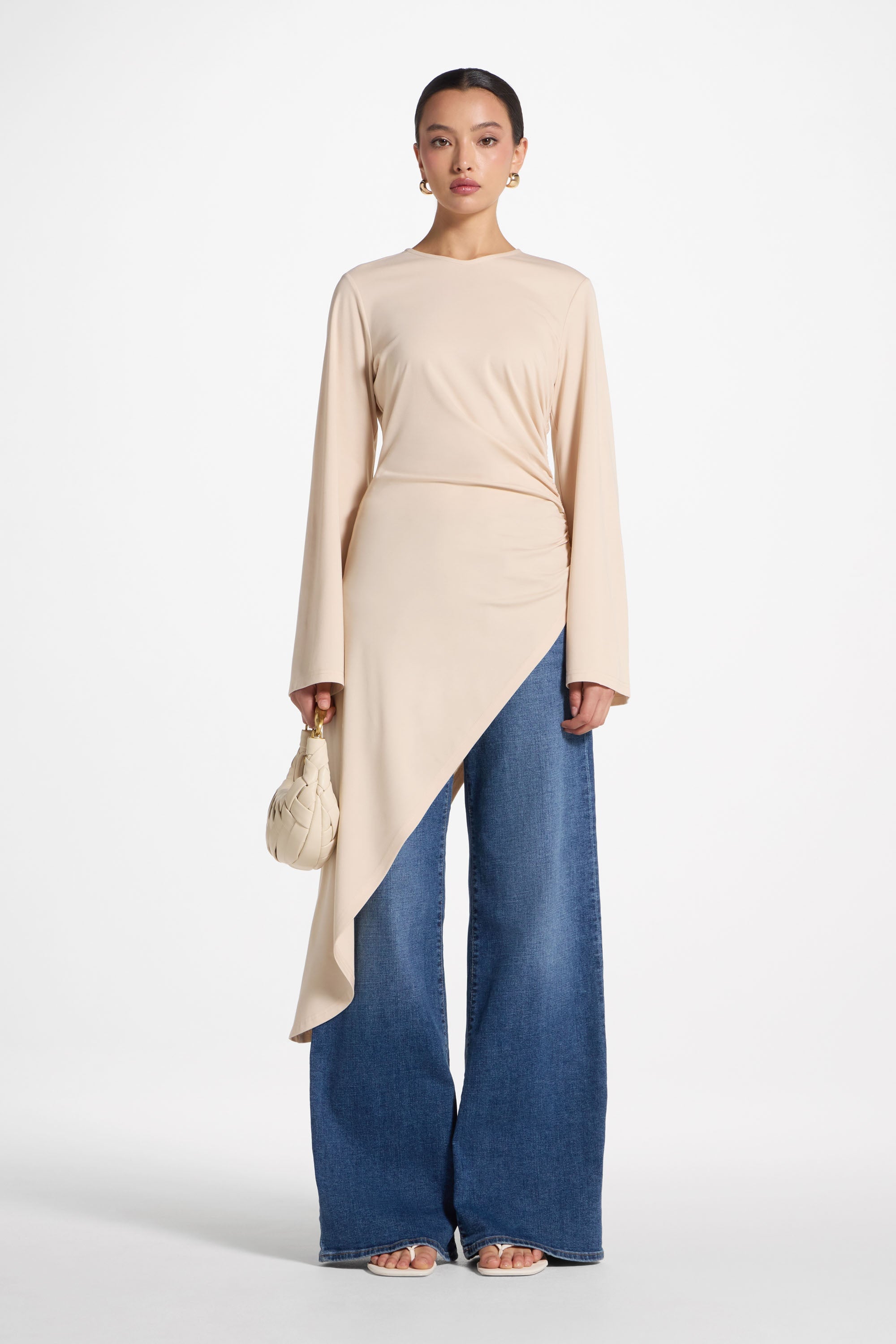 Midi Tunic Top - Bone Abayas Veiled 