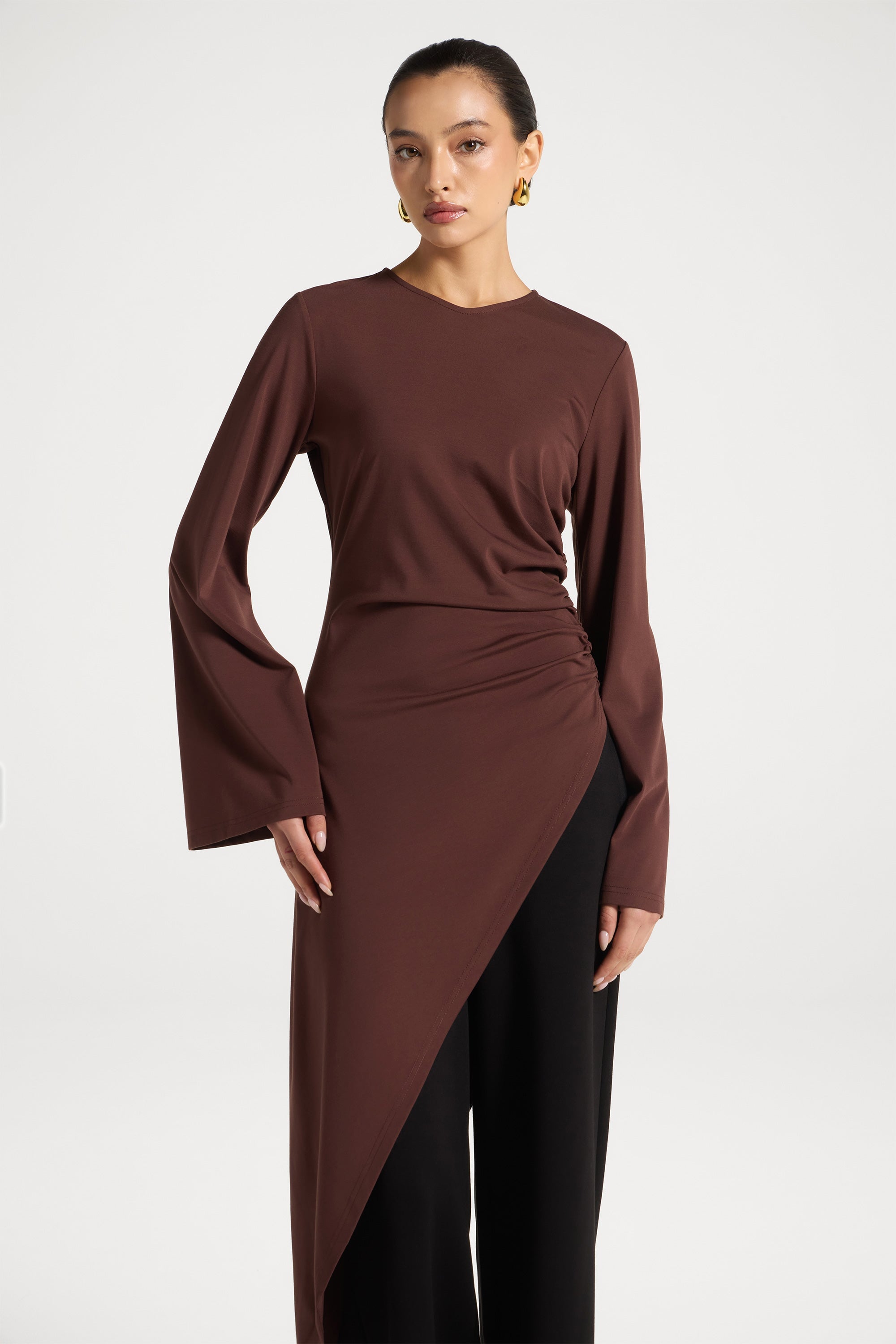 Midi Tunic Top - Chocolate Abayas Veiled 