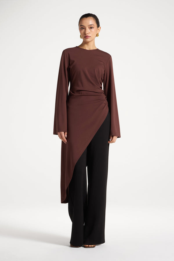 Midi Tunic Top - Chocolate Abayas Veiled 