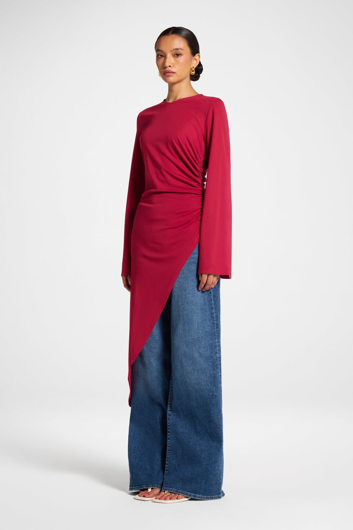 Midi Tunic Top - Dark Cherry Veiled 
