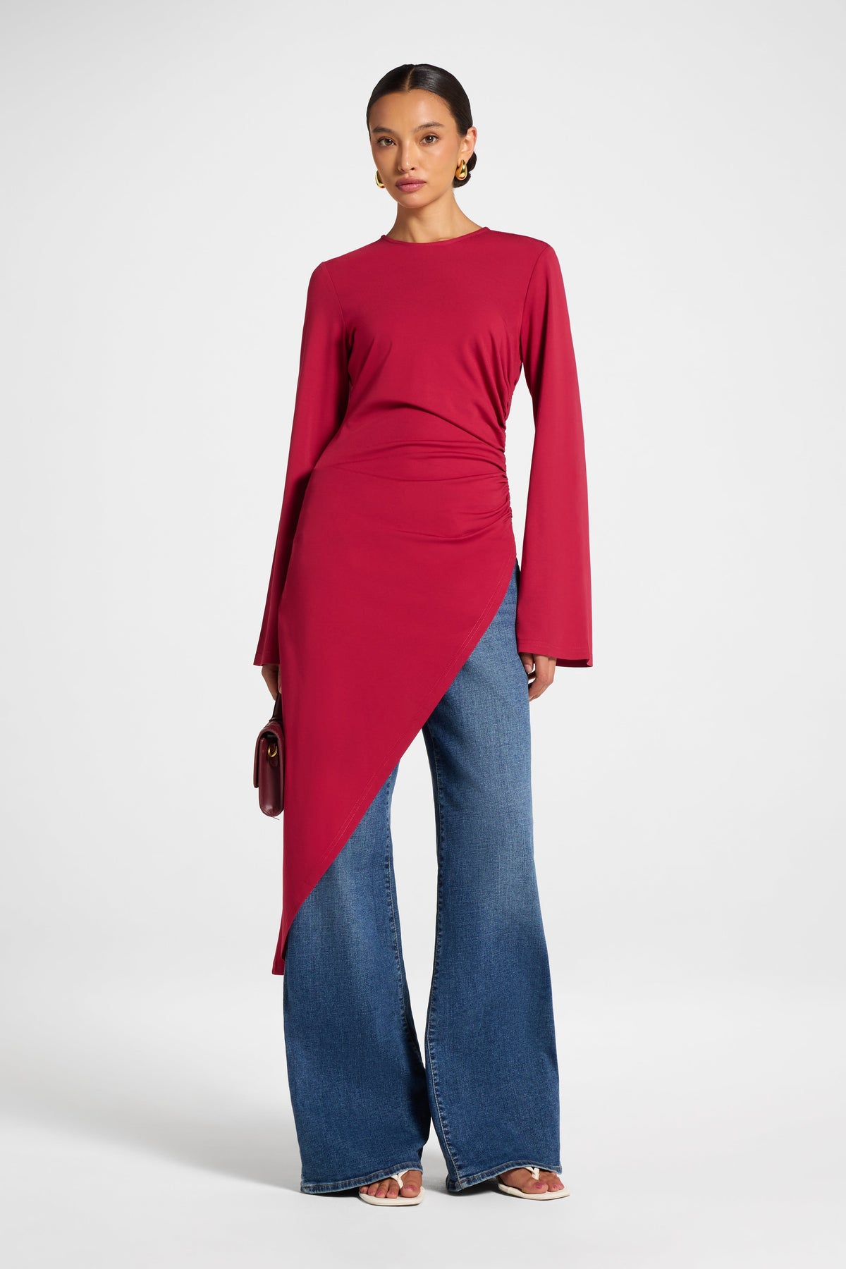 Midi Tunic Top - Dark Cherry Veiled 
