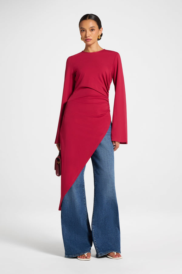 Midi Tunic Top - Dark Cherry Veiled 