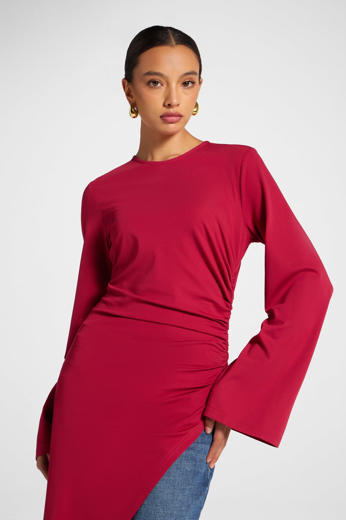 Midi Tunic Top - Dark Cherry Veiled 