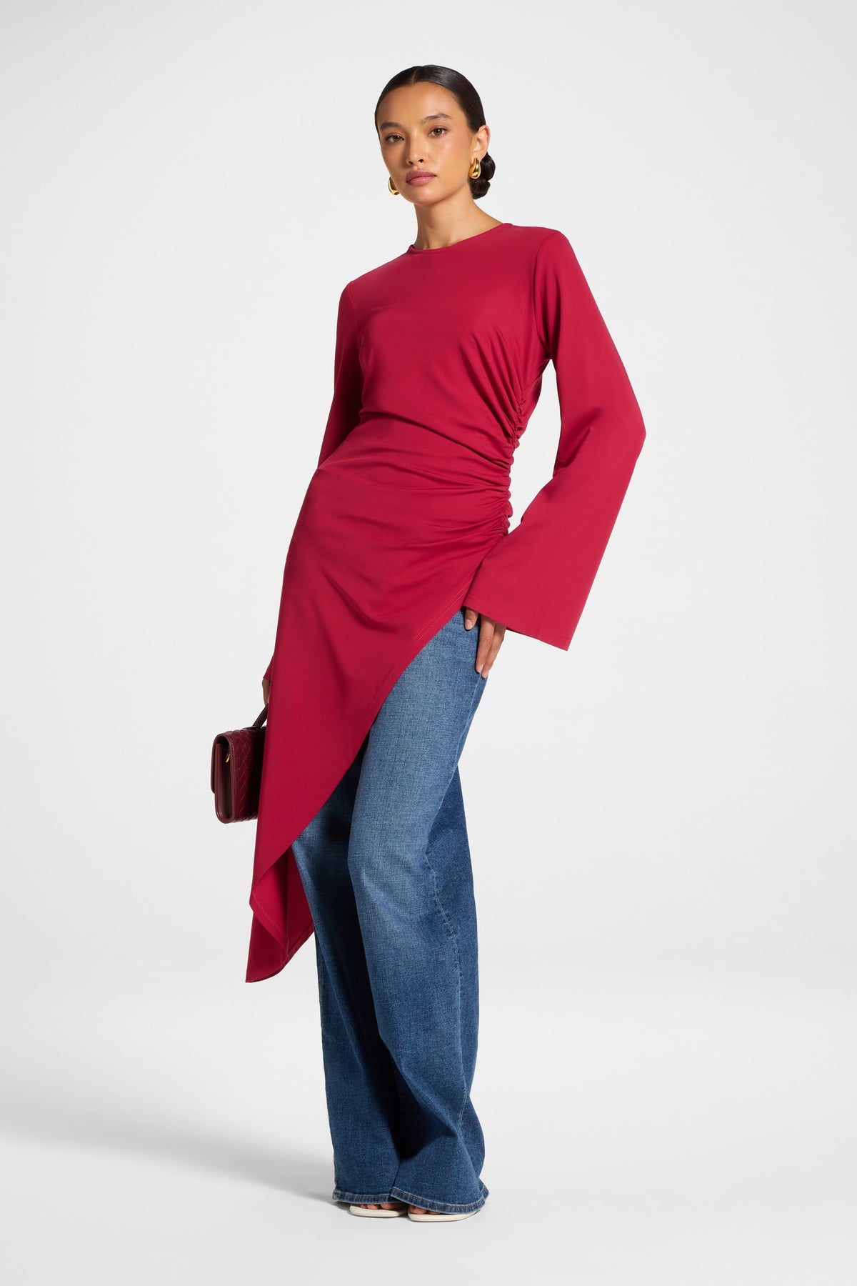 Midi Tunic Top - Dark Cherry Veiled 