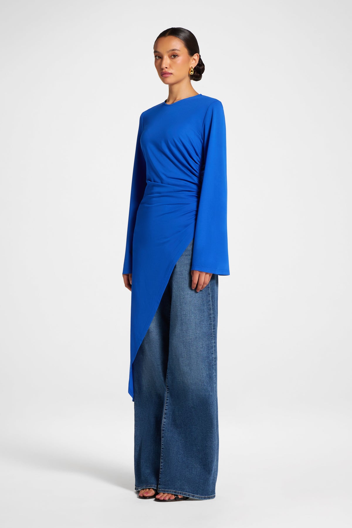 Midi Tunic Top - Electric Blue Veiled 