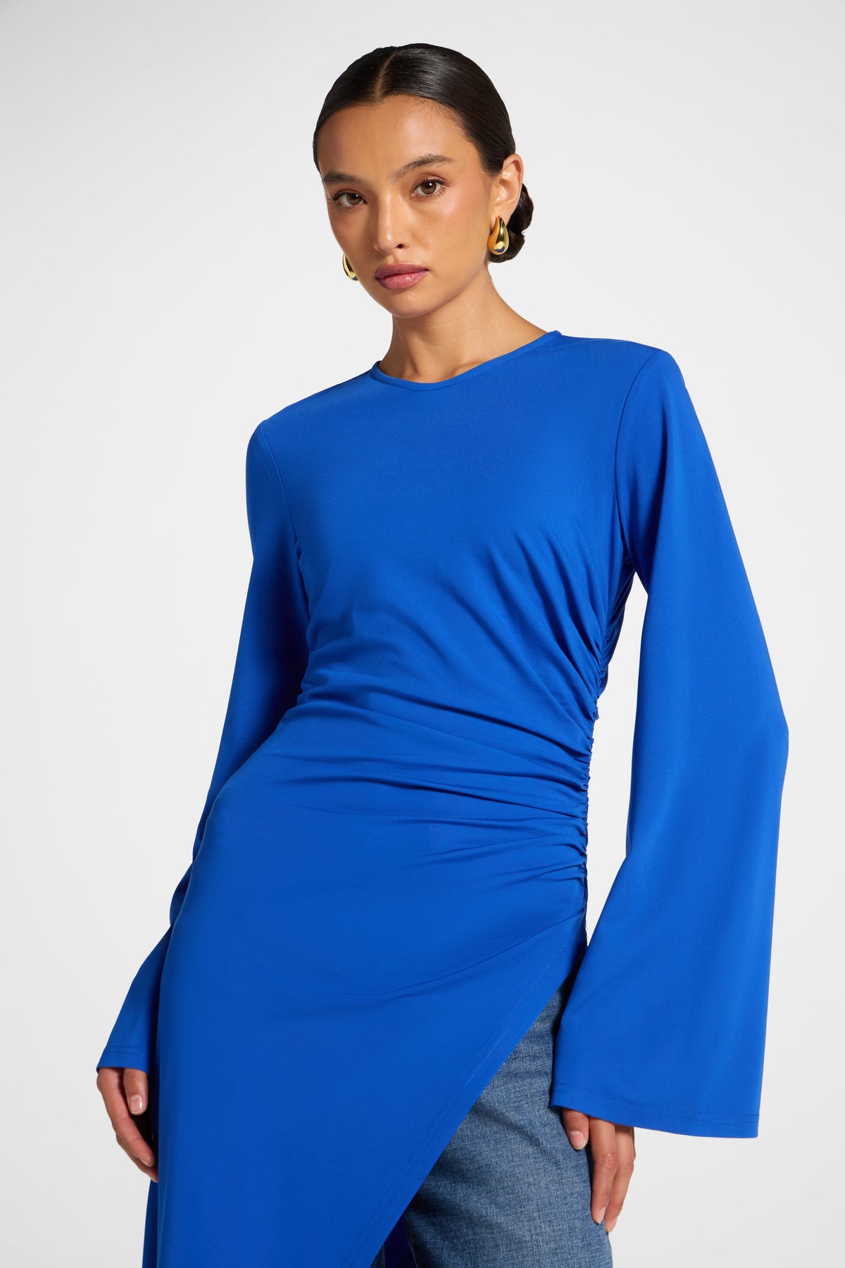 Midi Tunic Top - Electric Blue Veiled 