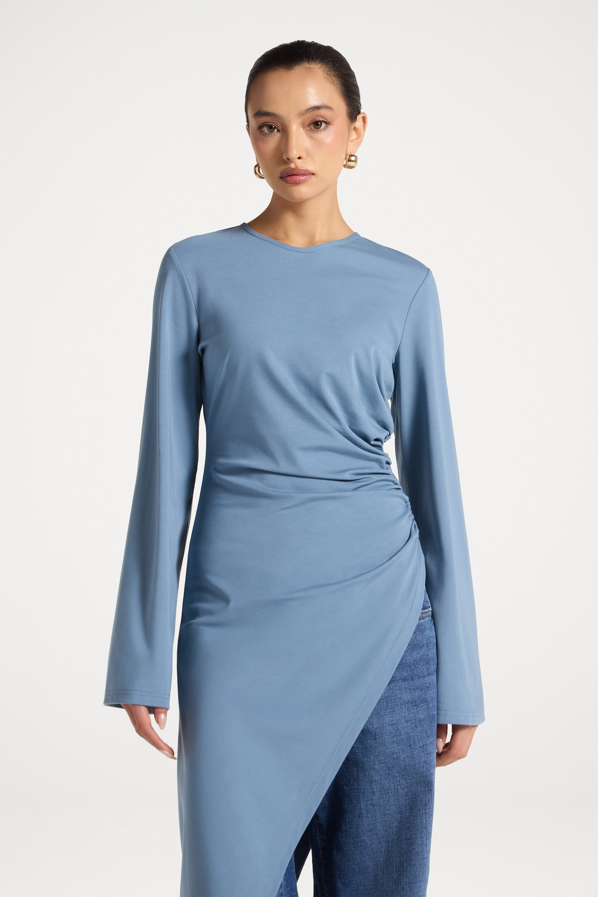 Midi Tunic Top - Steel Abayas Veiled 