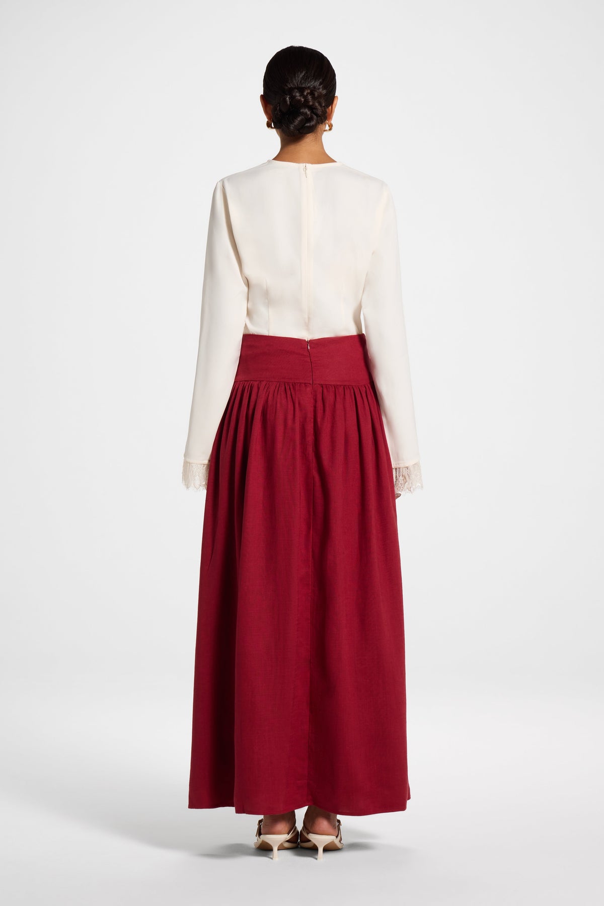 Midriff Gathered Skirt - Dark Cherry Bottoms Veiled 