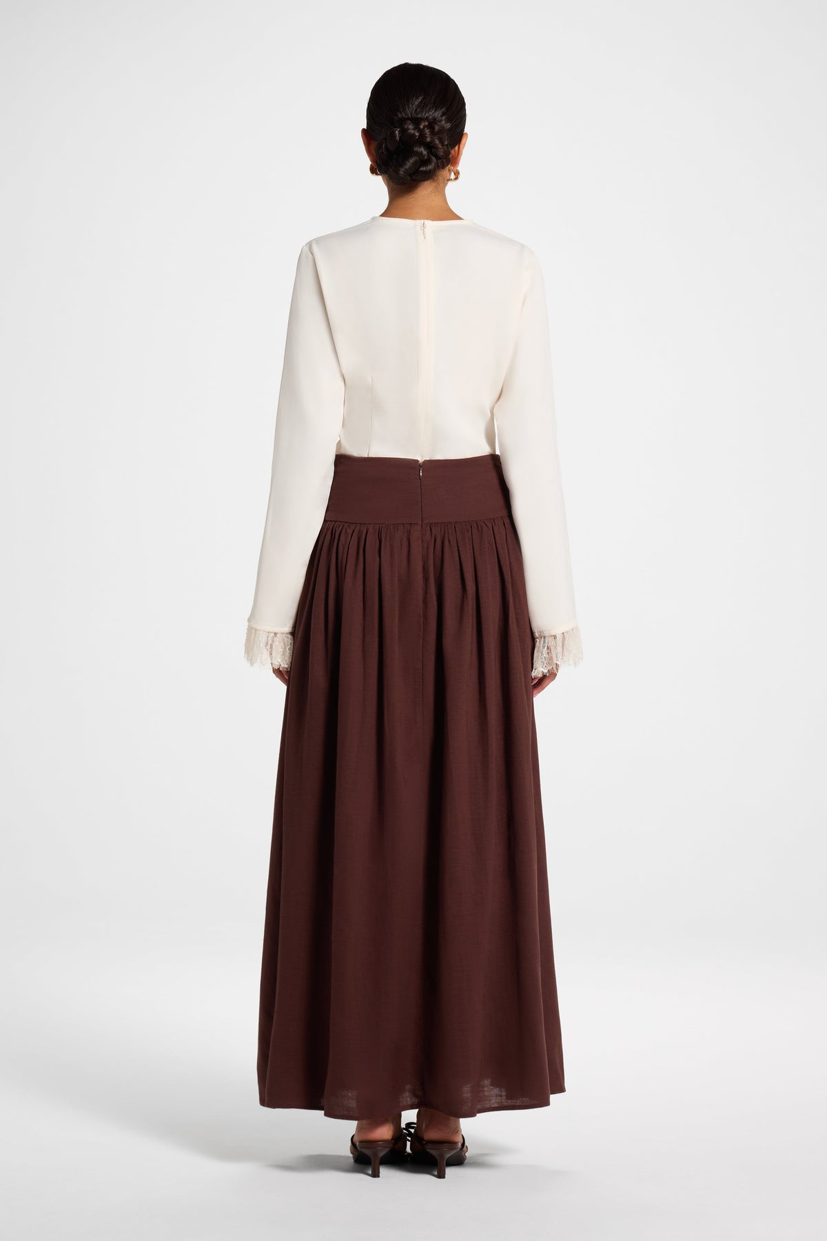 Midriff Gathered Skirt - Espresso Bottoms Veiled 
