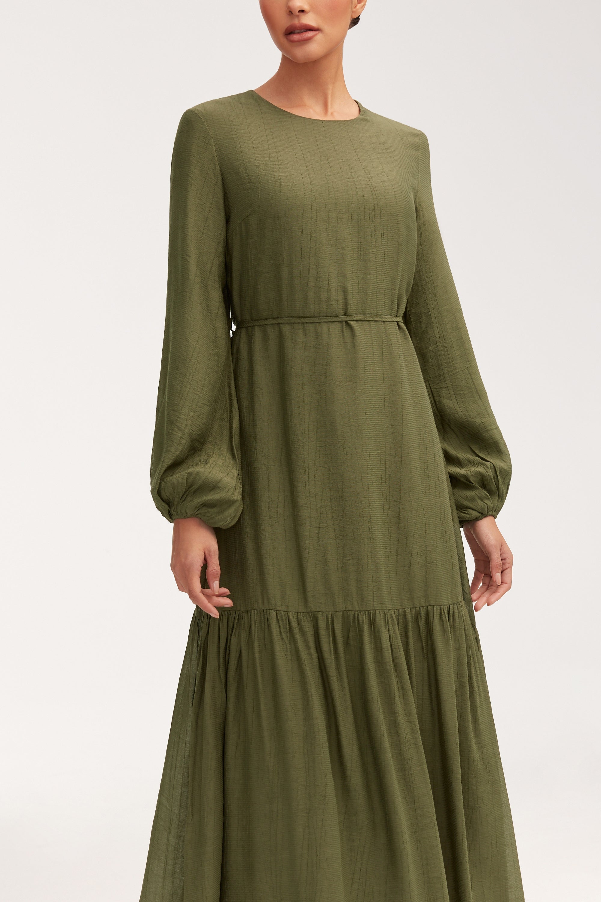 Mila Tiered Maxi Dress - Olive Green Clothing Veiled 