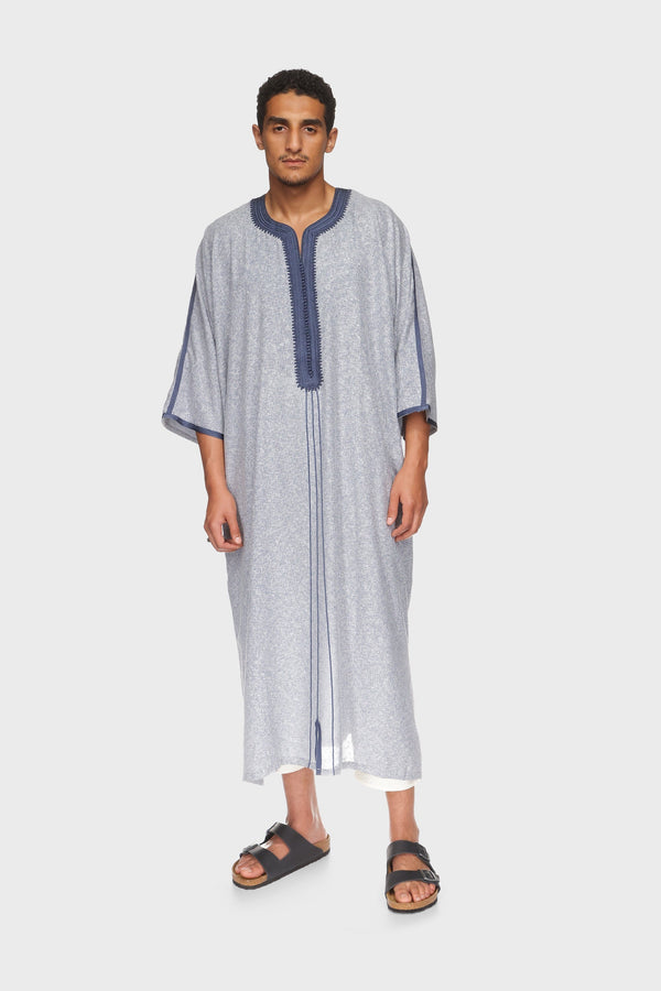 Milan Linen Moroccan Thobe - Blue Mens Veiled 