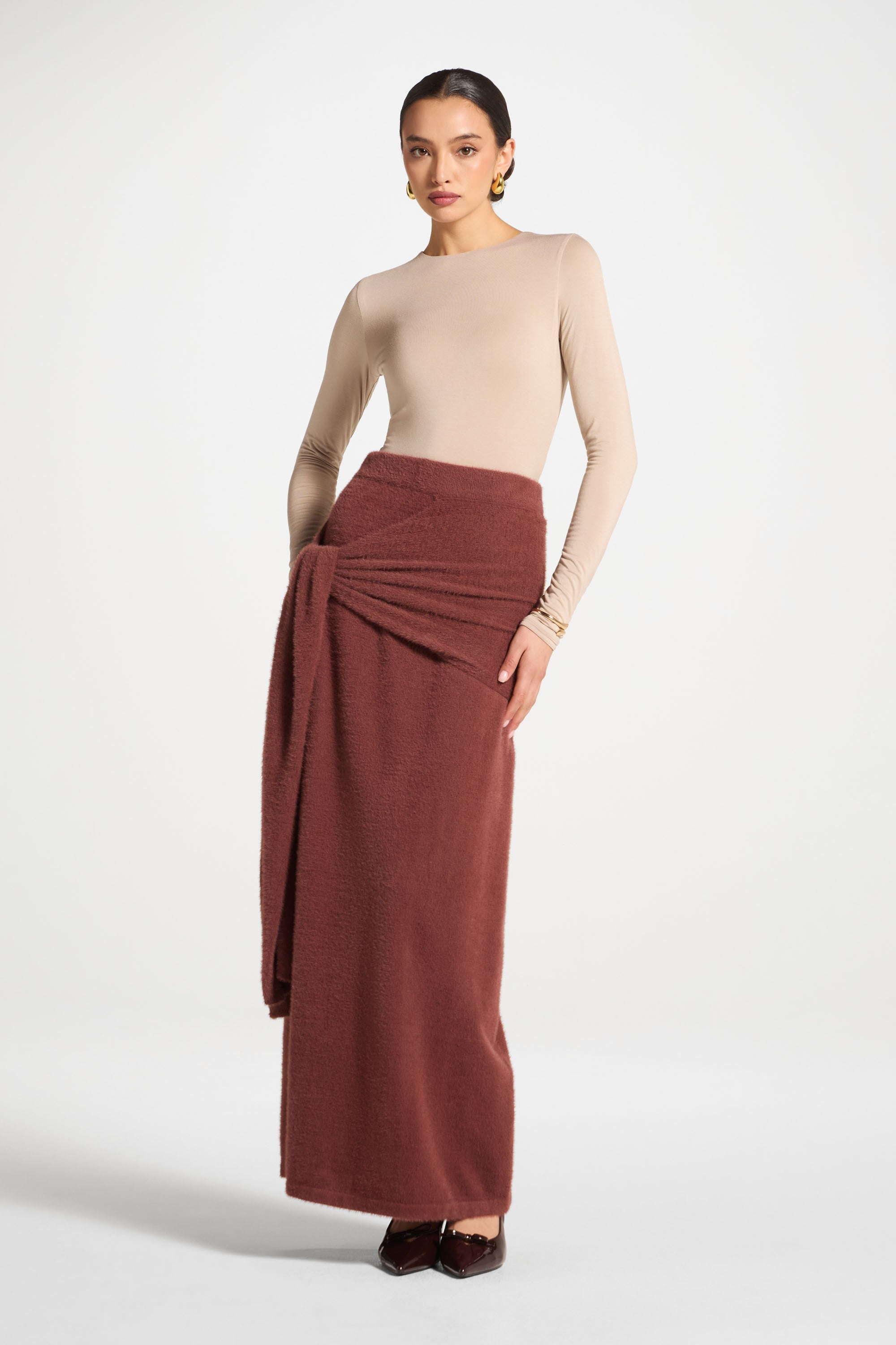 Mink Tie Front Skirt - Fig Abayas Veiled 