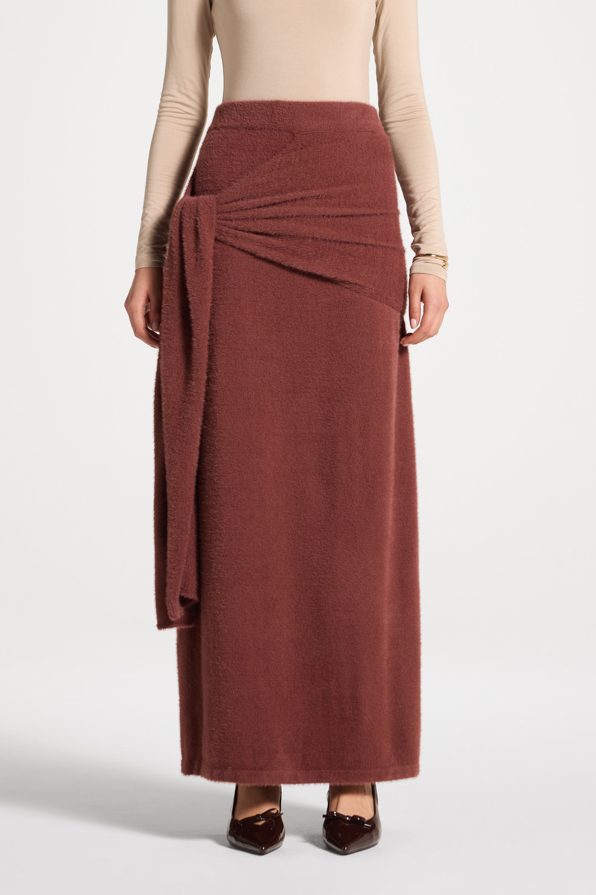 Mink Tie Front Skirt - Fig Abayas Veiled 