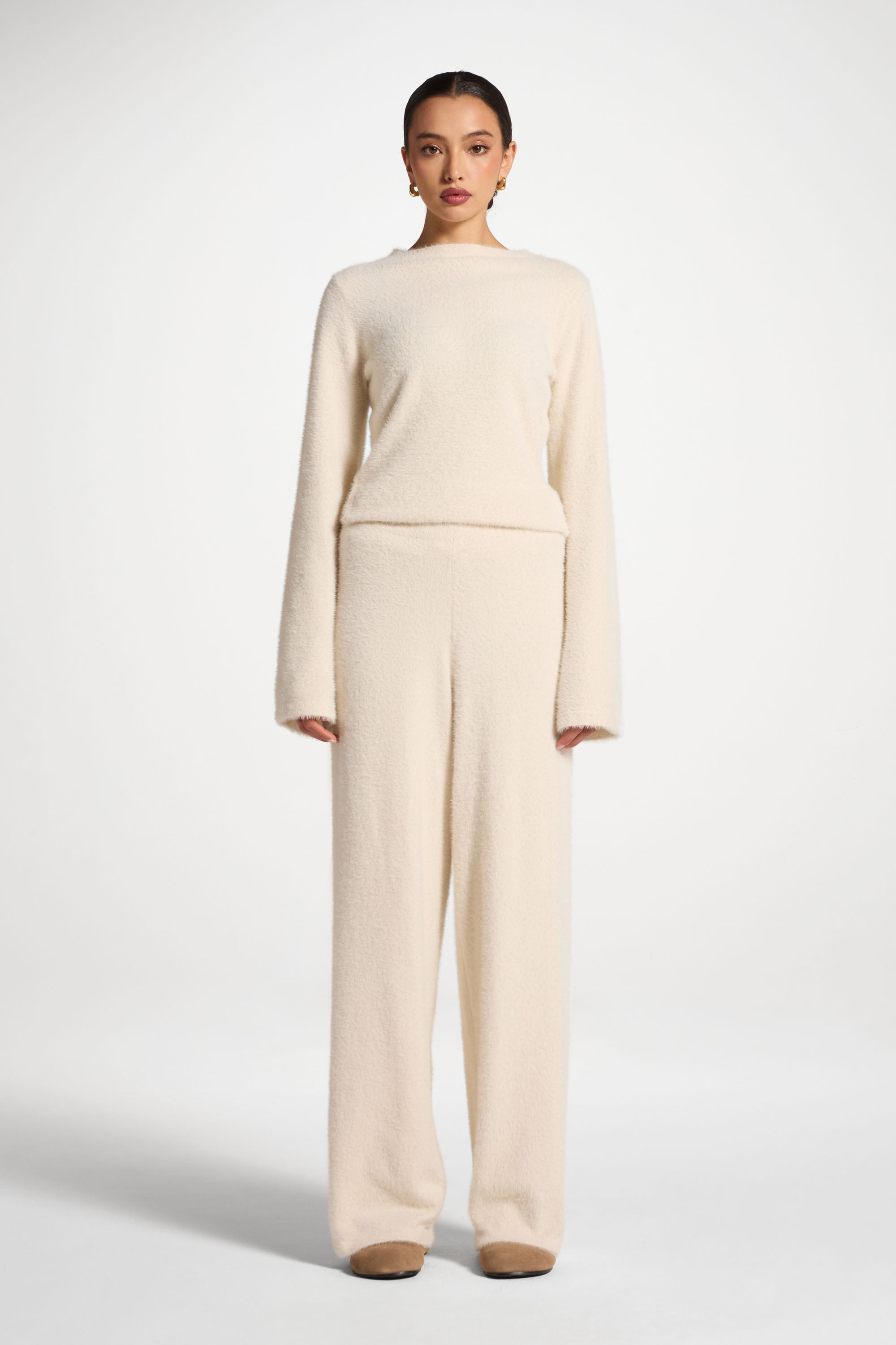 Mink Wide Leg Pants - Off White Abayas Veiled 