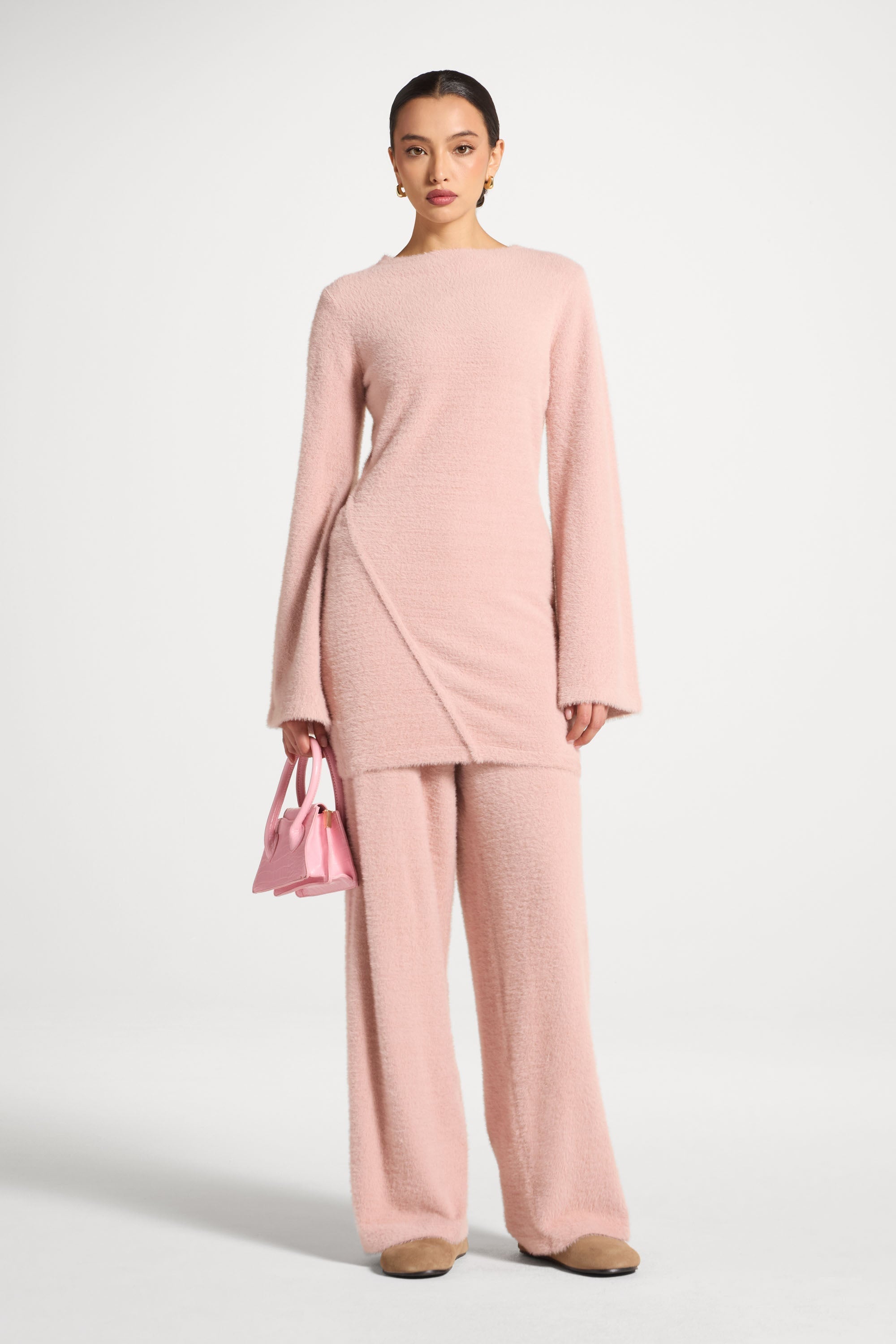 Mink Wide Leg Pants - Pink Abayas Veiled 