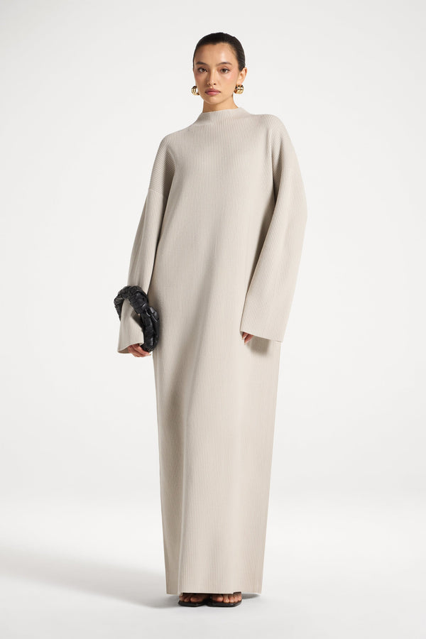 Mock Neck Knit Dress - Cloud Abayas Veiled 