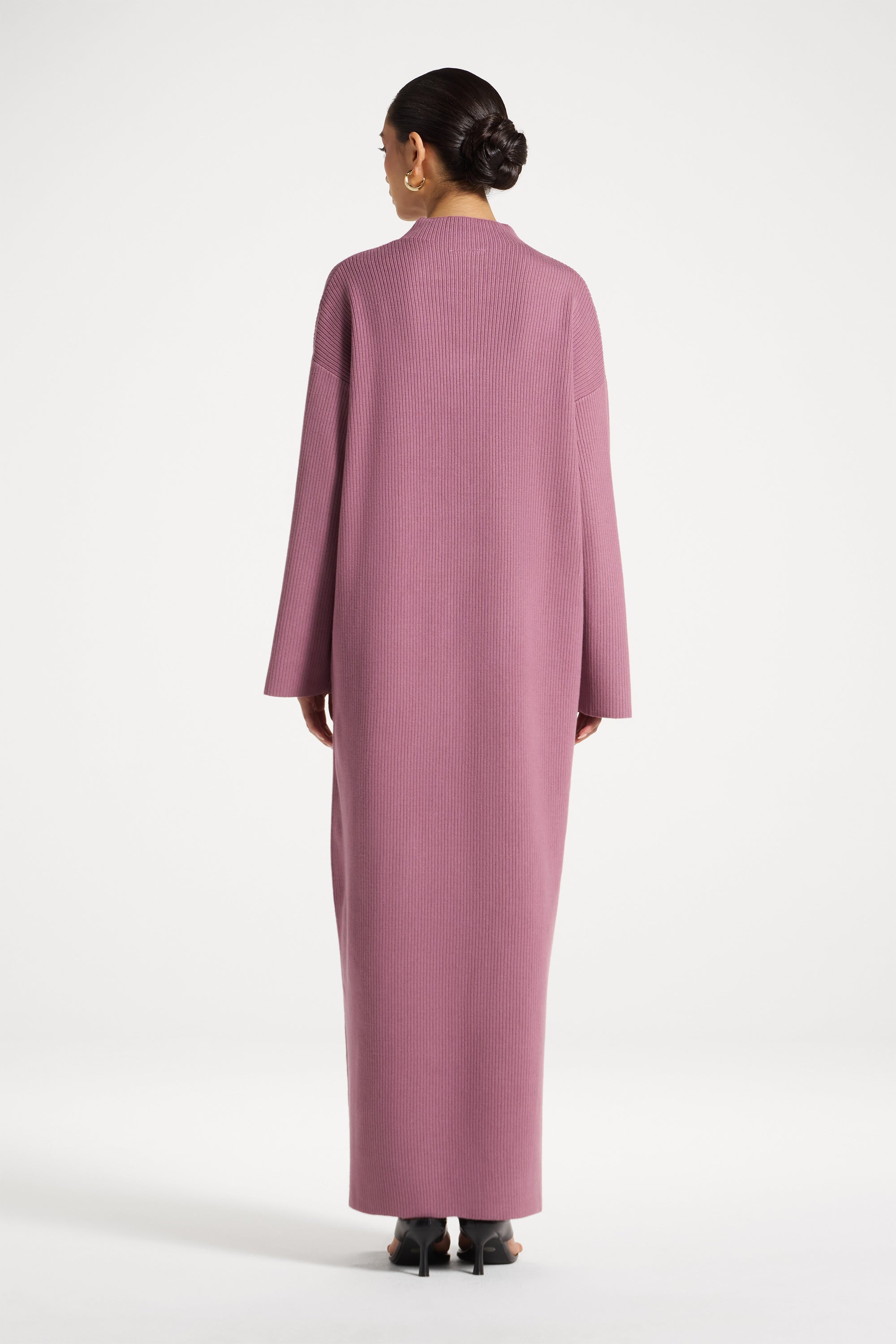 Mock Neck Knit Dress - Mauve Abayas Veiled 
