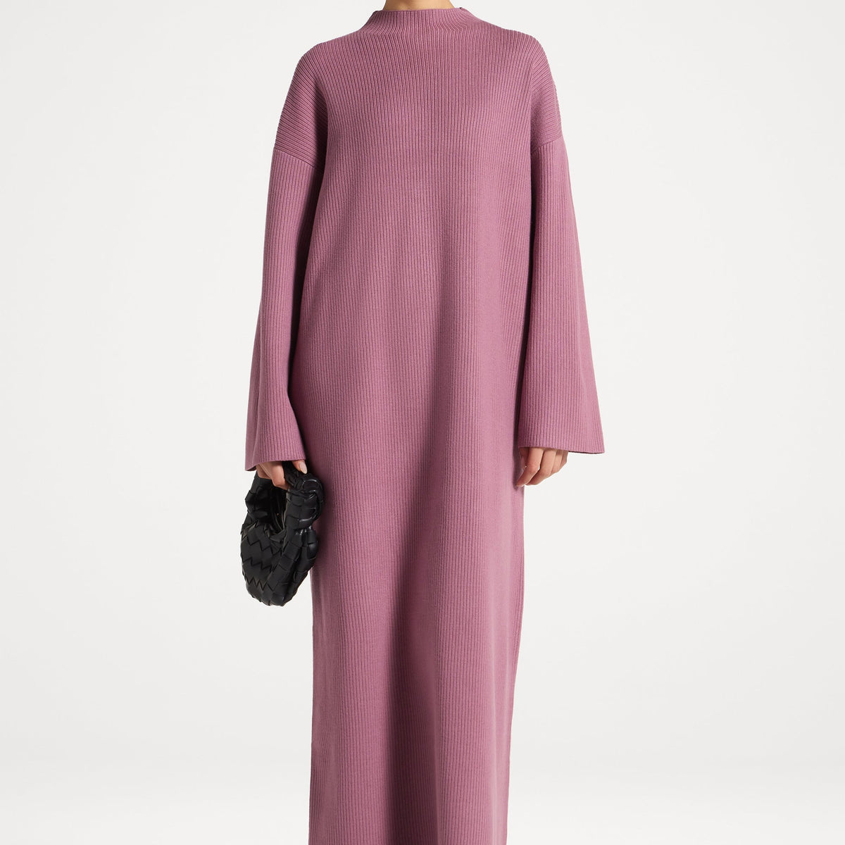 Mock Neck Knit Dress - Mauve XS / 56" Mock Neck Knit Dress - Mauve XS / 56"