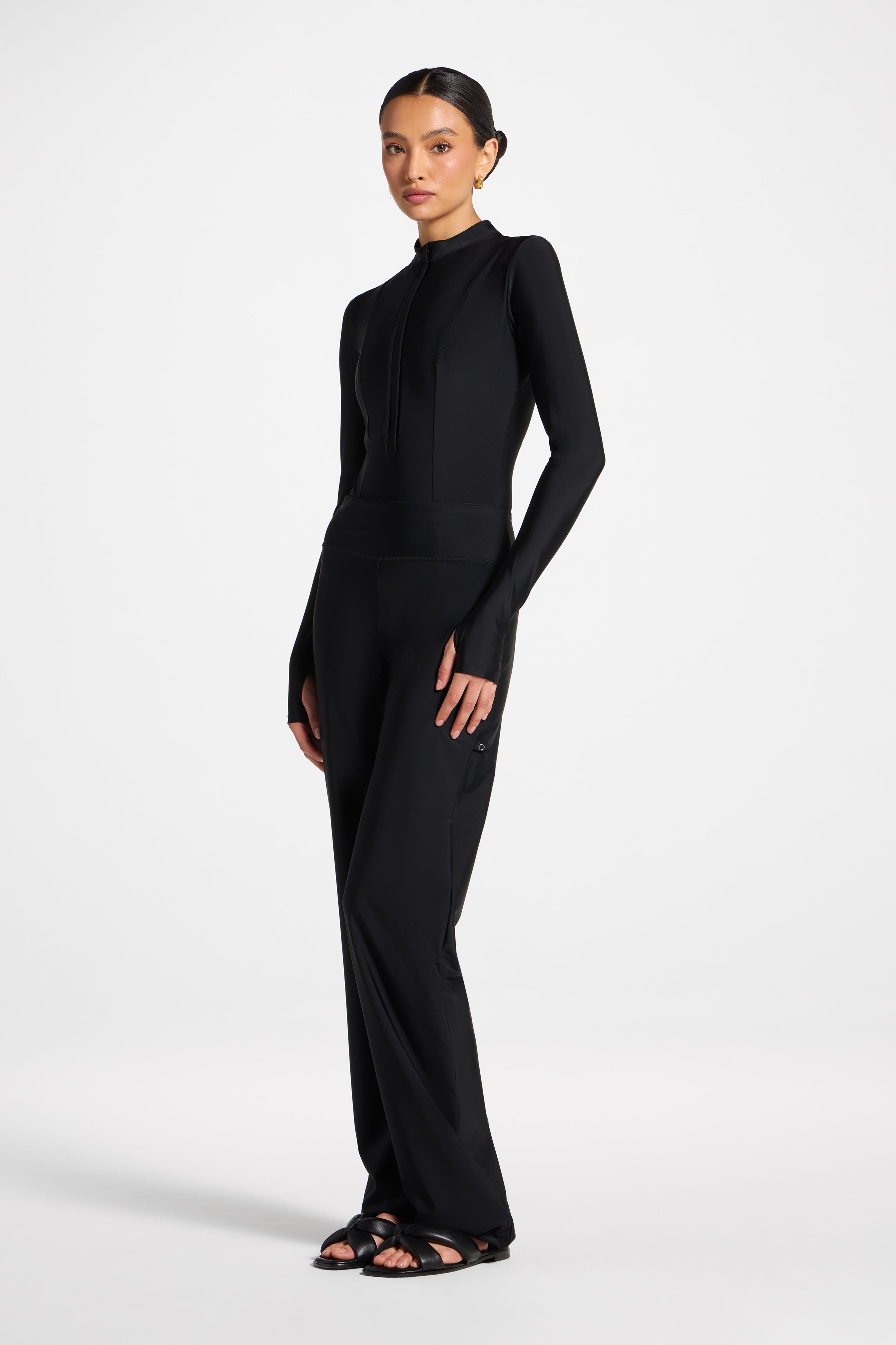 Mock Neck Swimsuit - Black Swim Veiled 