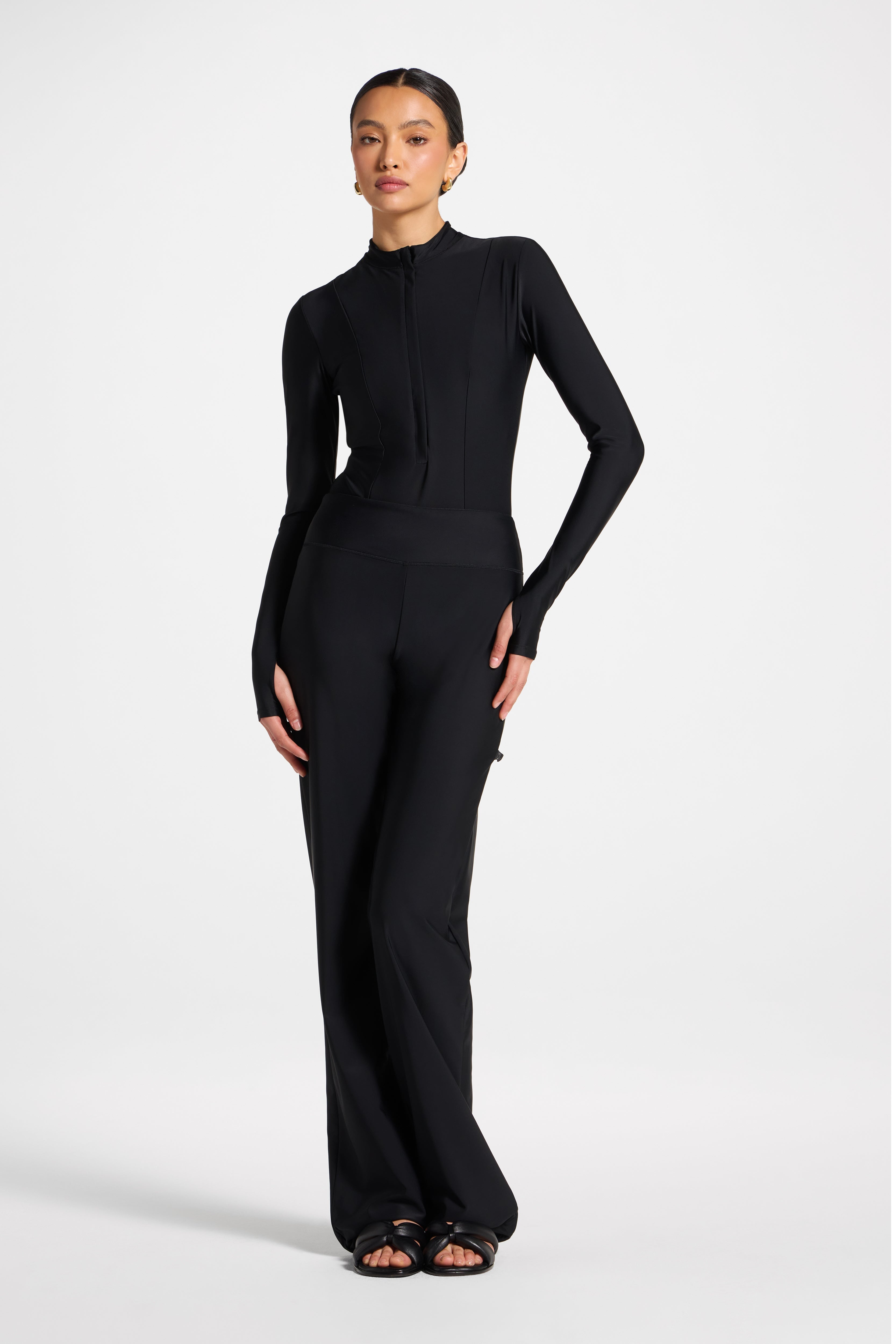 Mock Neck Swimsuit - Black Swim Veiled 