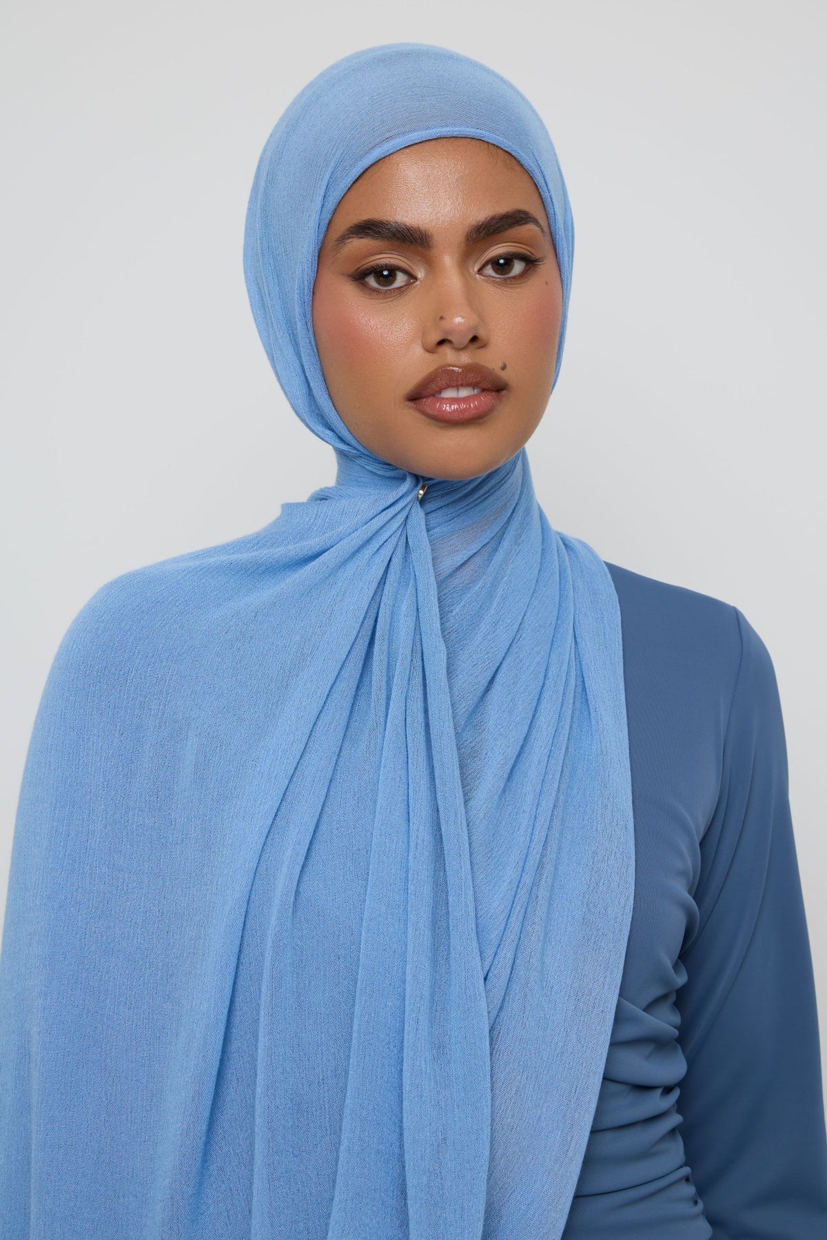 Modal Crinkle Fringe Hijab - Baby Blue Hijabs Veiled 