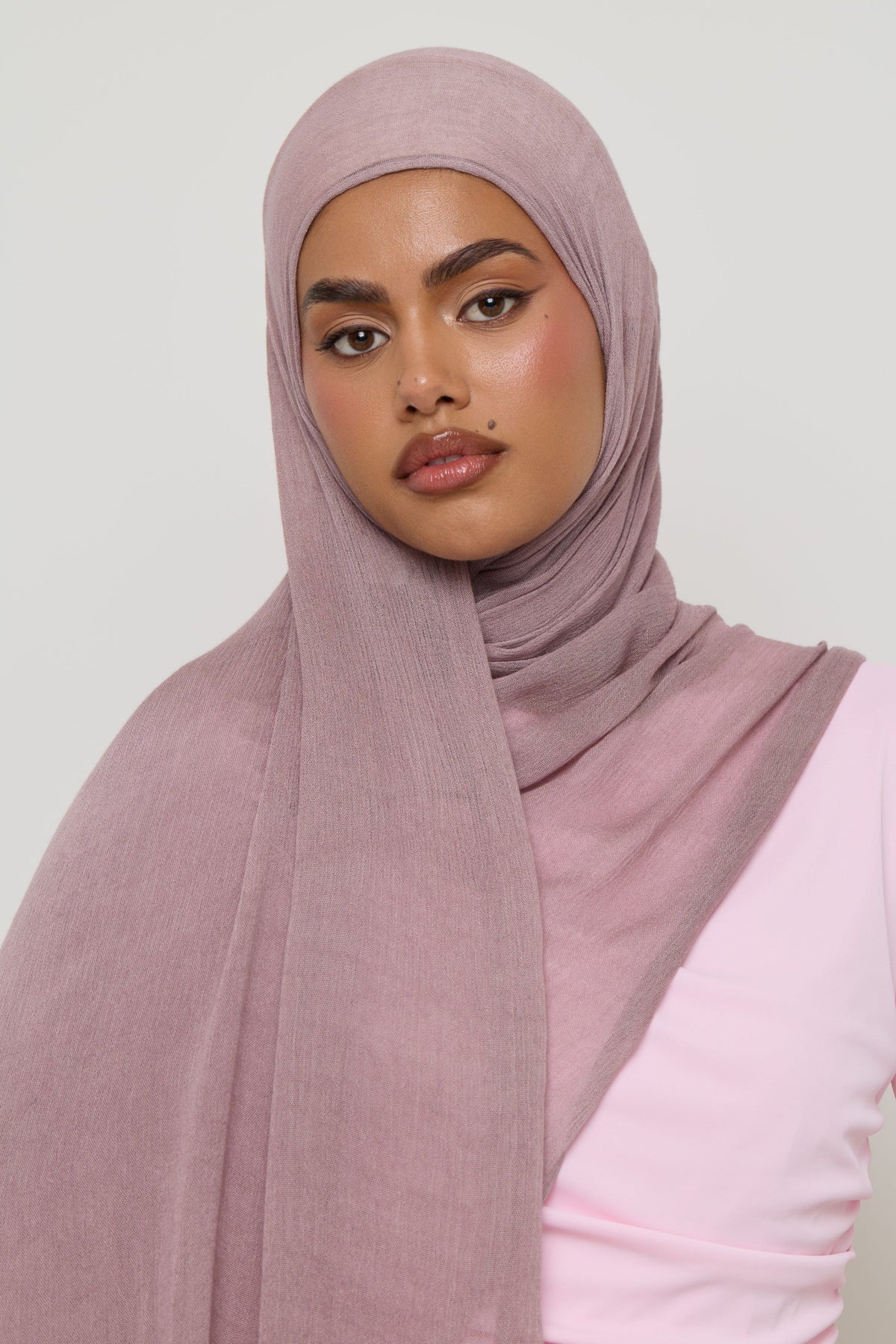 Modal Crinkle Fringe Hijab - Dusty Mauve Hijabs Veiled 