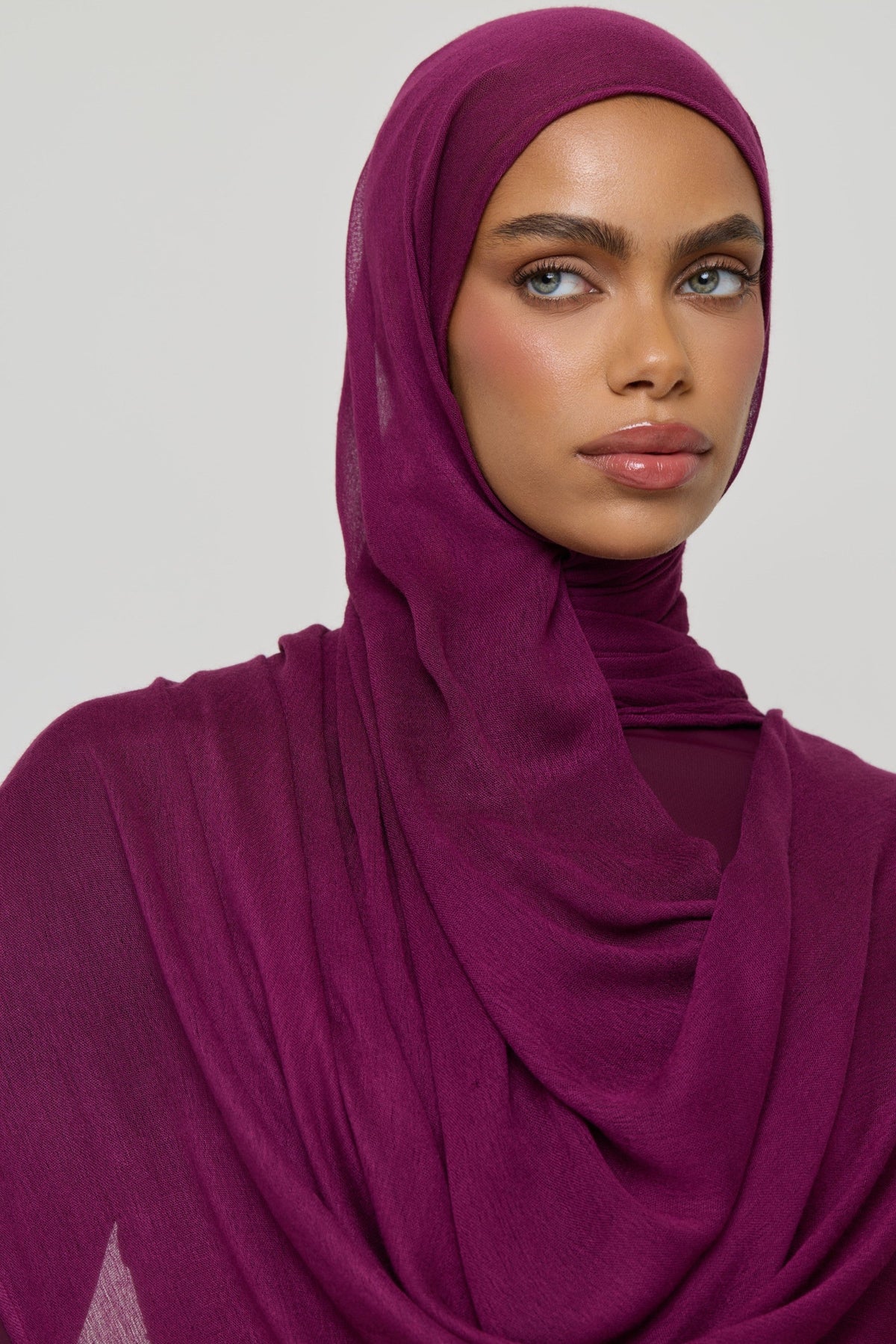 Modal Crinkle Fringe Hijab - Grape Hijabs Veiled 